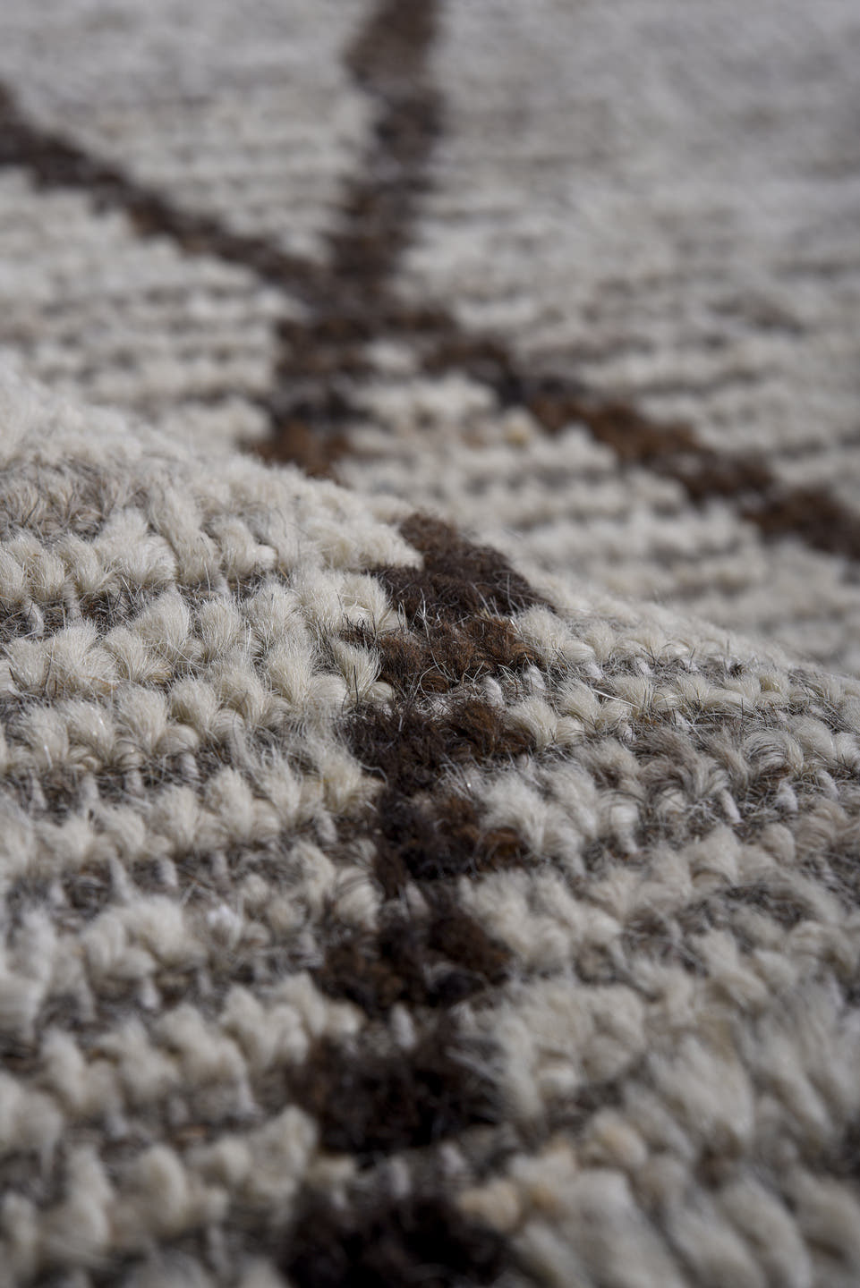 8' x 9' one-of-a-kind handmade vintage Tulu large size rug. Color palette: ivory, charcoal, taupe, gray, black, beige