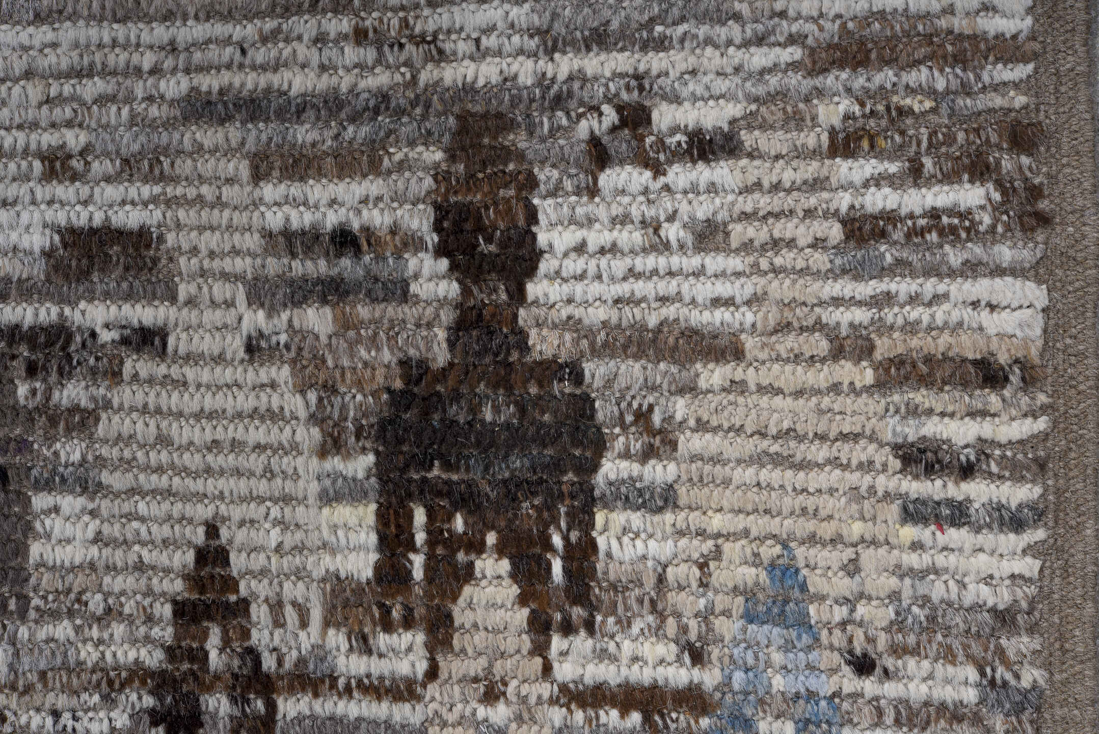 4' x 15' one-of-a-kind handmade vintage Tulu runner rug. Color palette: black, blue, dark gray, dim gray, fiord, gainsboro