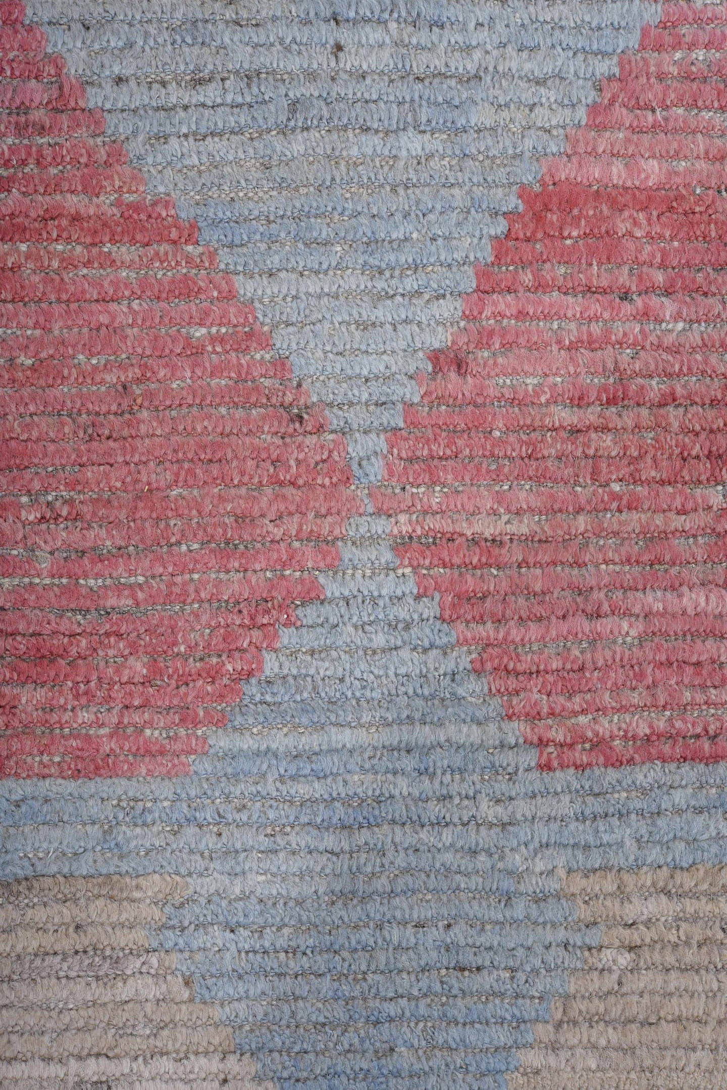 10' x 13' one-of-a-kind handmade vintage Tulu large size rug. Color palette: ivory, lavender, rose, sky_blue, taupe, sage