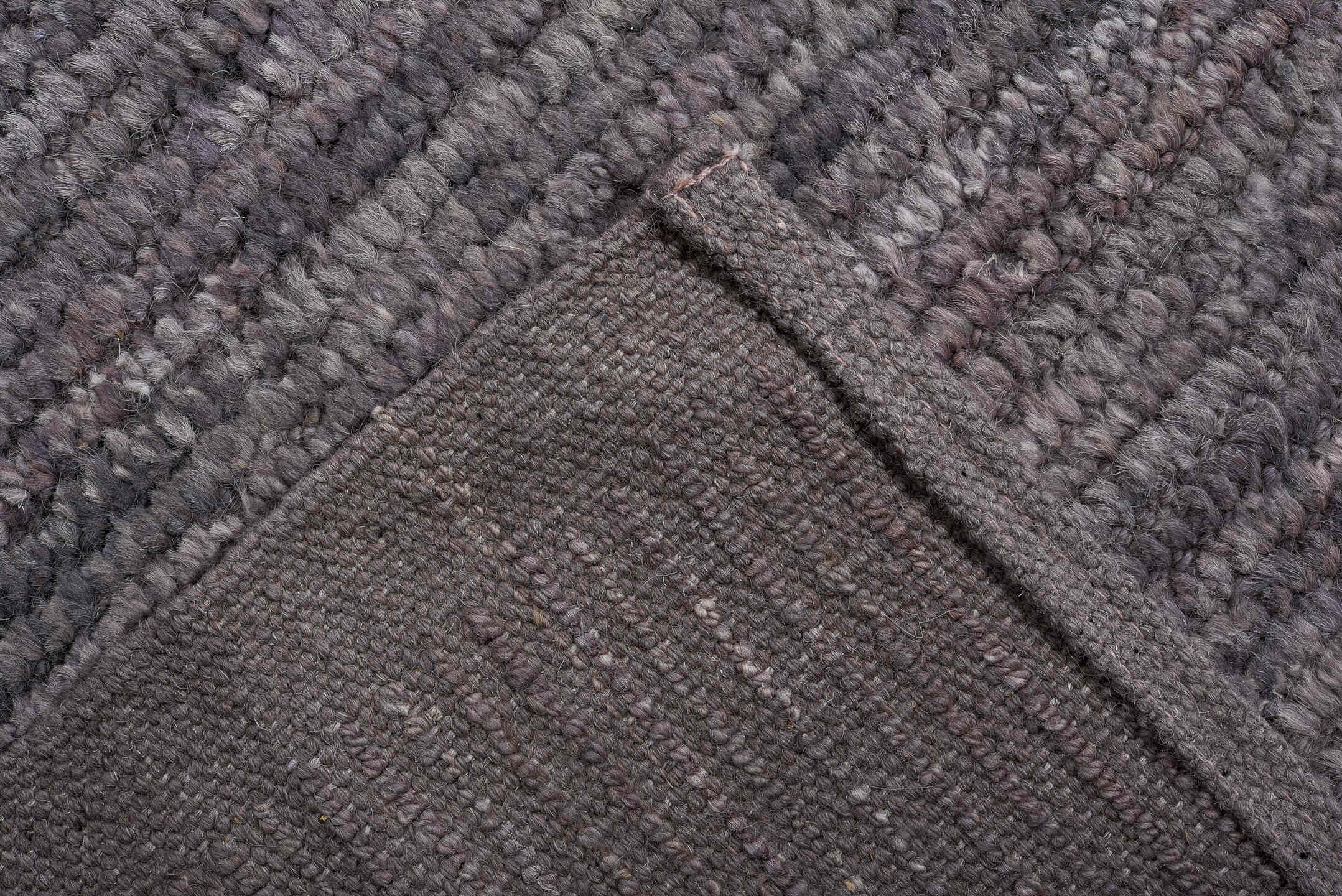 9' x 12' one-of-a-kind handmade vintage Tulu large size rug. Color palette: charcoal, slate, taupe, gray, black, beige