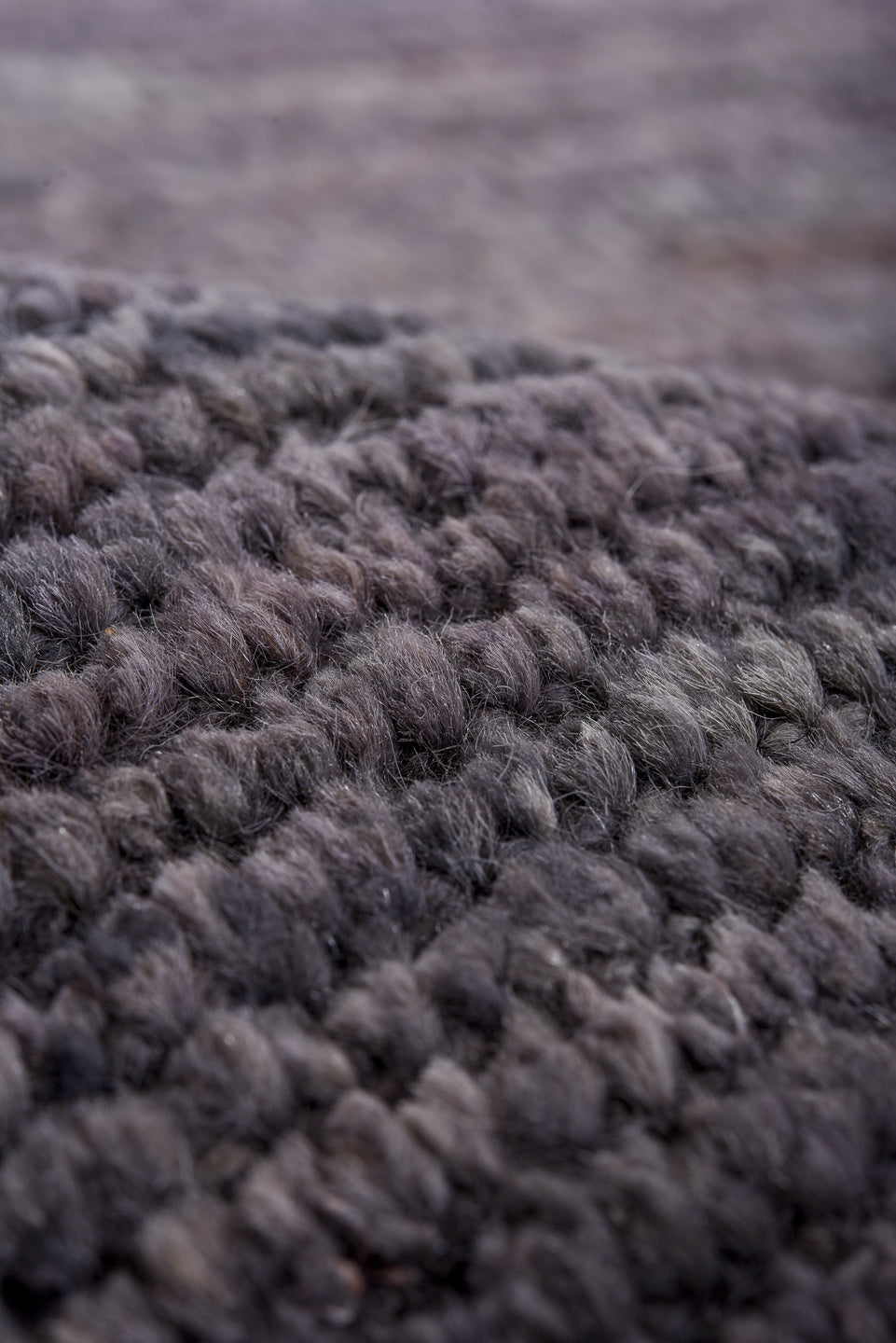 9' x 12' one-of-a-kind handmade vintage Tulu large size rug. Color palette: charcoal, slate, taupe, gray, black, beige