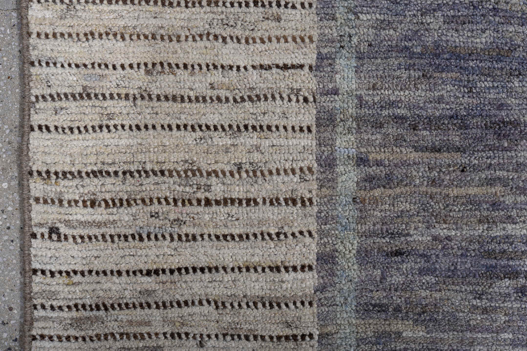 8' x 9' one-of-a-kind handmade vintage Tulu large size rug. Color palette: slate, ivory, gray, charcoal, pale blue, black