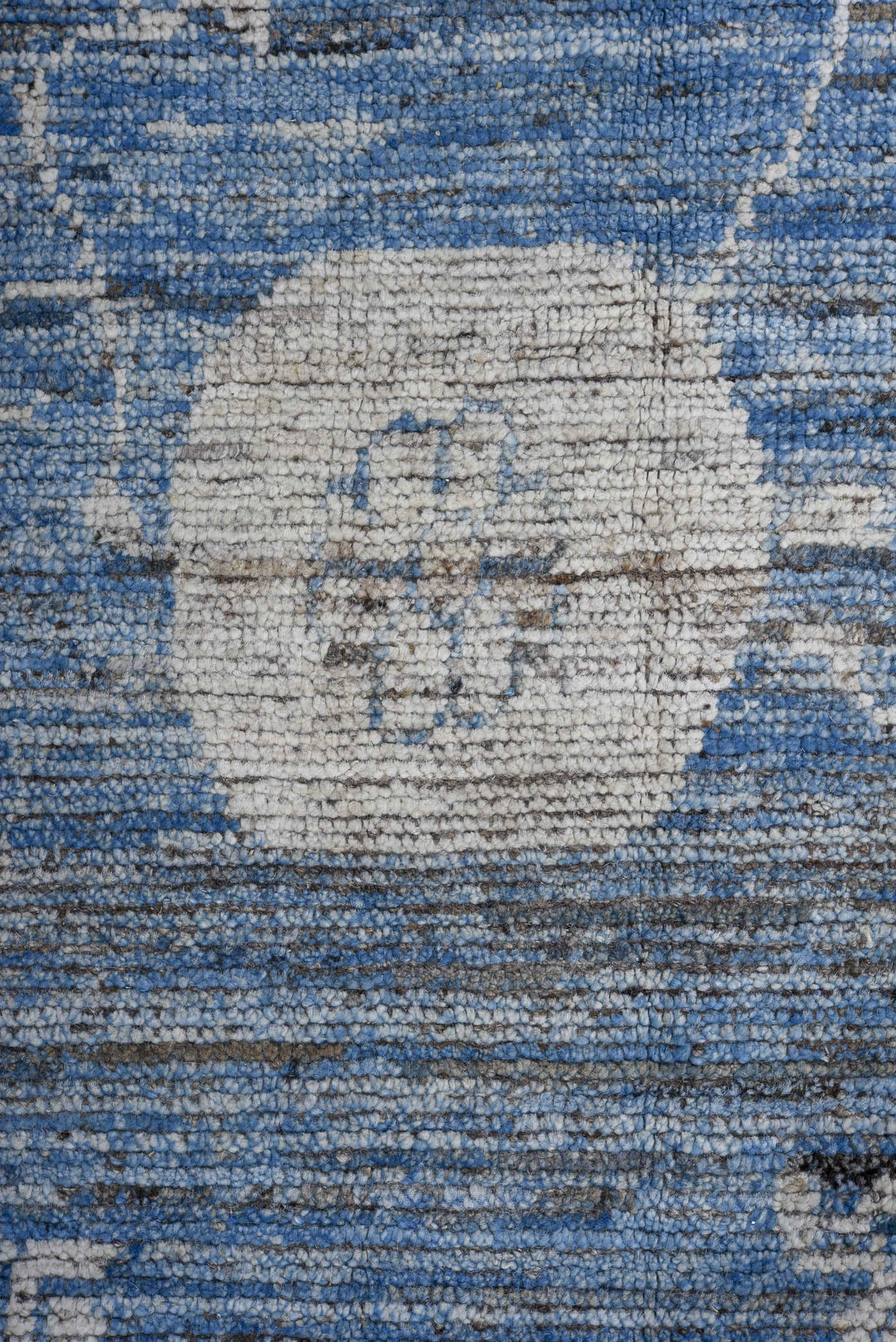 11' x 18' one-of-a-kind handmade vintage Oushak oversize rug. Color palette: sky blue, ivory, slate, denim, cream