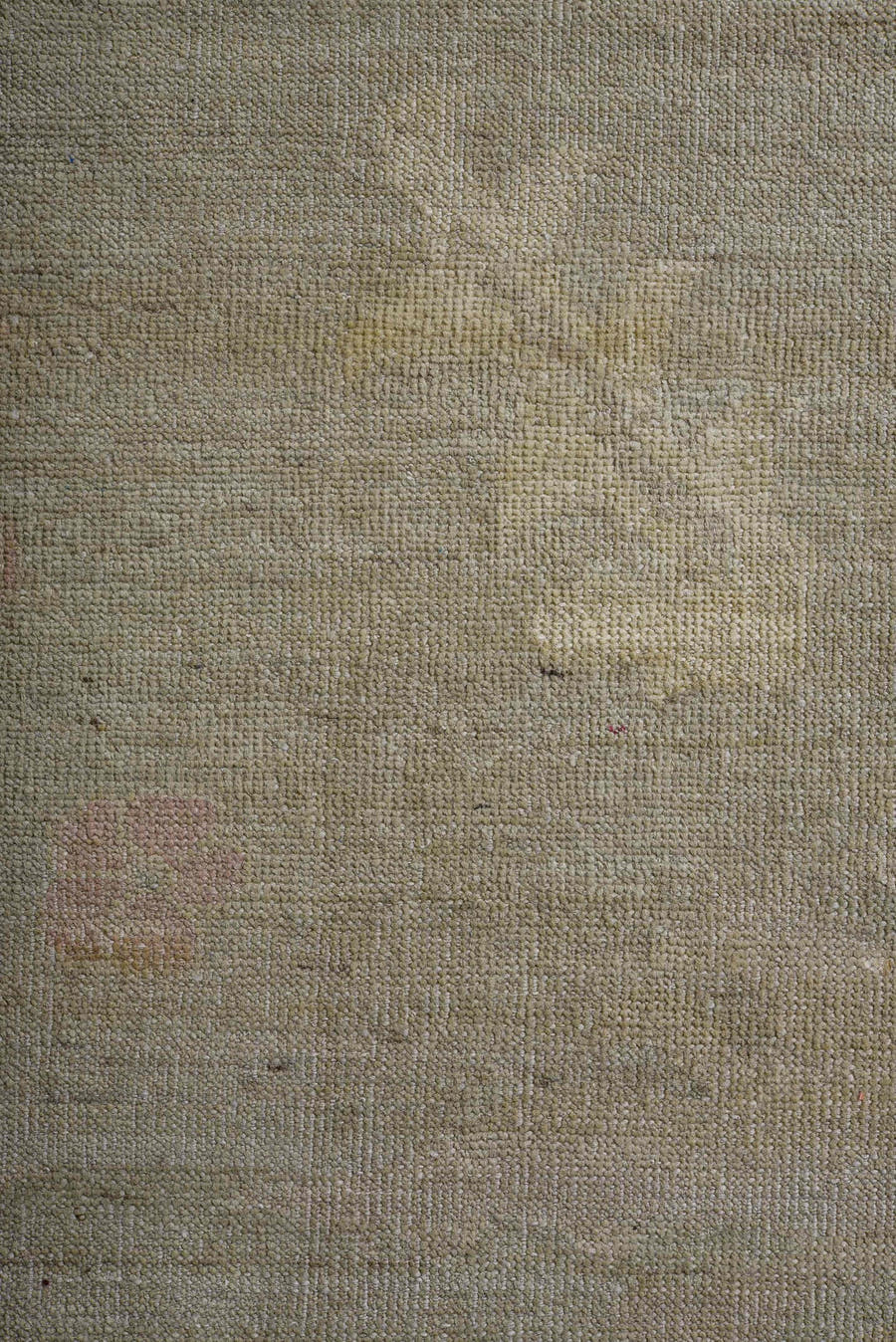 12' x 14' one-of-a-kind handmade vintage Oushak oversize rug. Color palette: taupe, beige, ivory, blush, sage, camel, gray