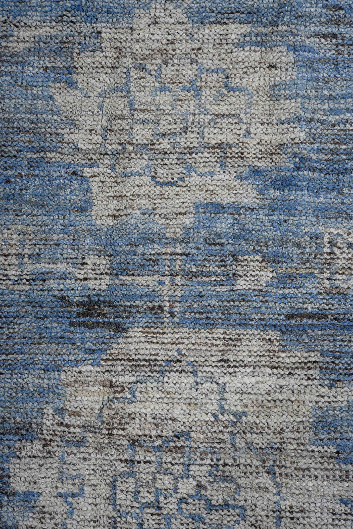 12' x 14' one-of-a-kind handmade vintage Oushak oversize rug. Color palette: blue, ivory, slate, taupe, gray, beige