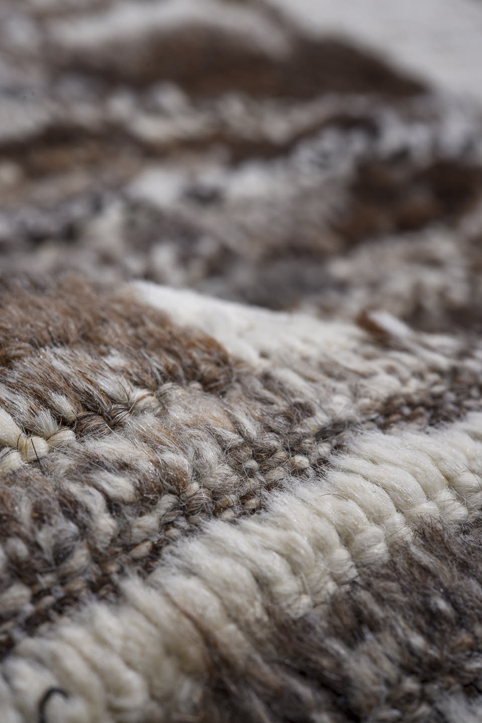 13' x 16' one-of-a-kind handmade vintage Tulu oversize rug. Color palette: charcoal, ivory, taupe, brown, slate, gray, black