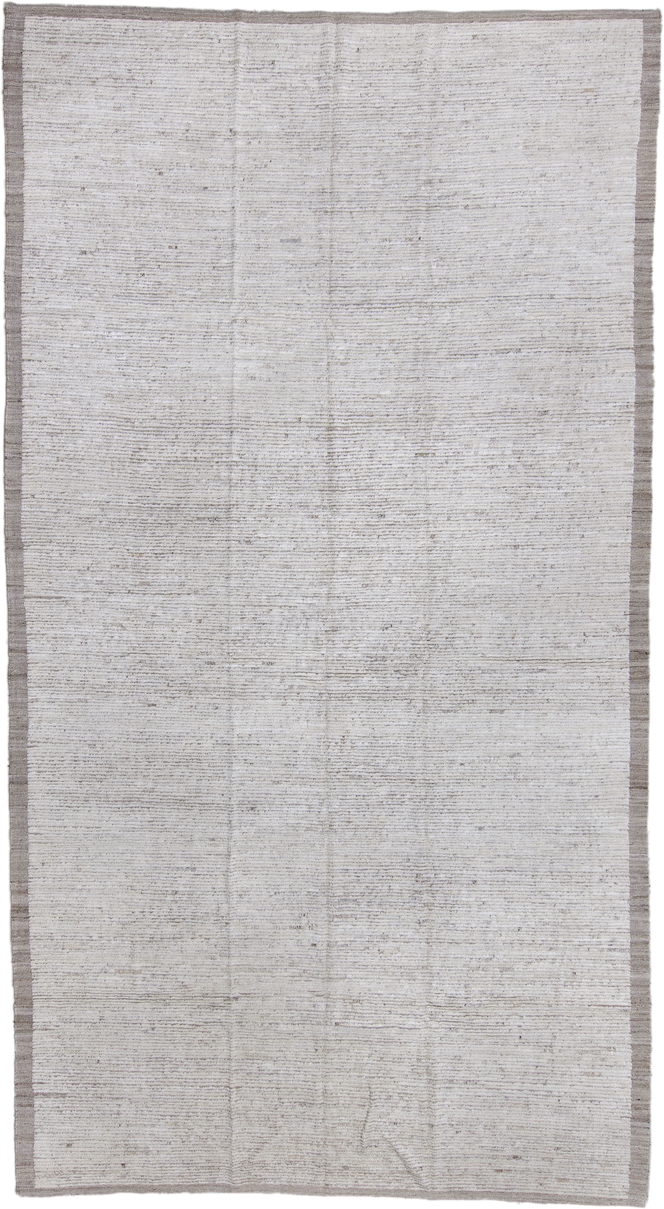 7' x 14' one-of-a-kind handmade vintage Tulu large size rug. Color palette: ivory, taupe, cream, beige, gray