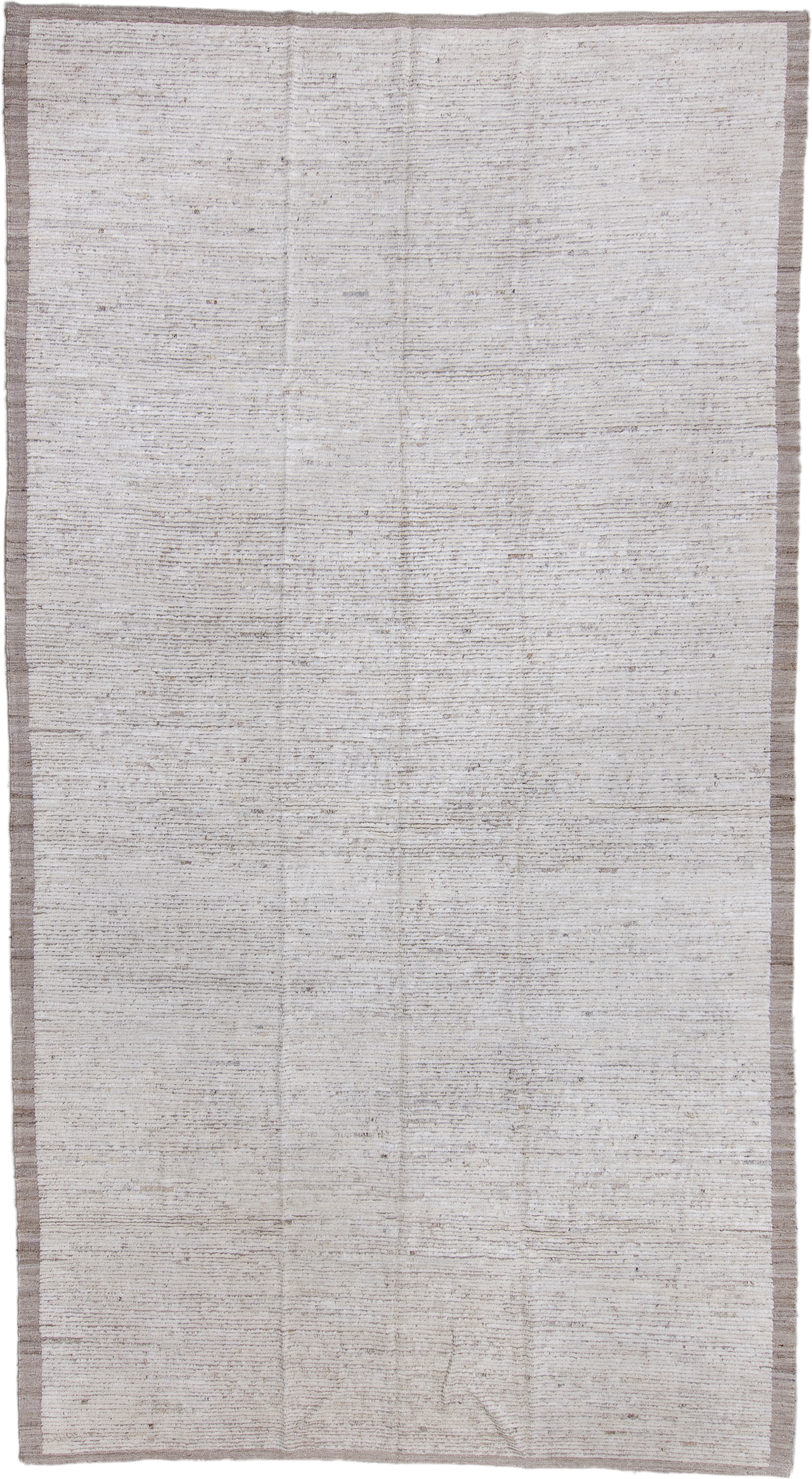 7' x 14' one-of-a-kind handmade vintage Tulu large size rug. Color palette: ivory, taupe, cream, beige, gray