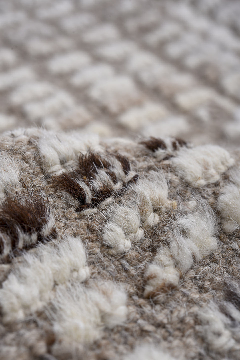 13' x 13' one-of-a-kind handmade vintage Tulu oversize rug. Color palette: ivory, taupe, beige, gray