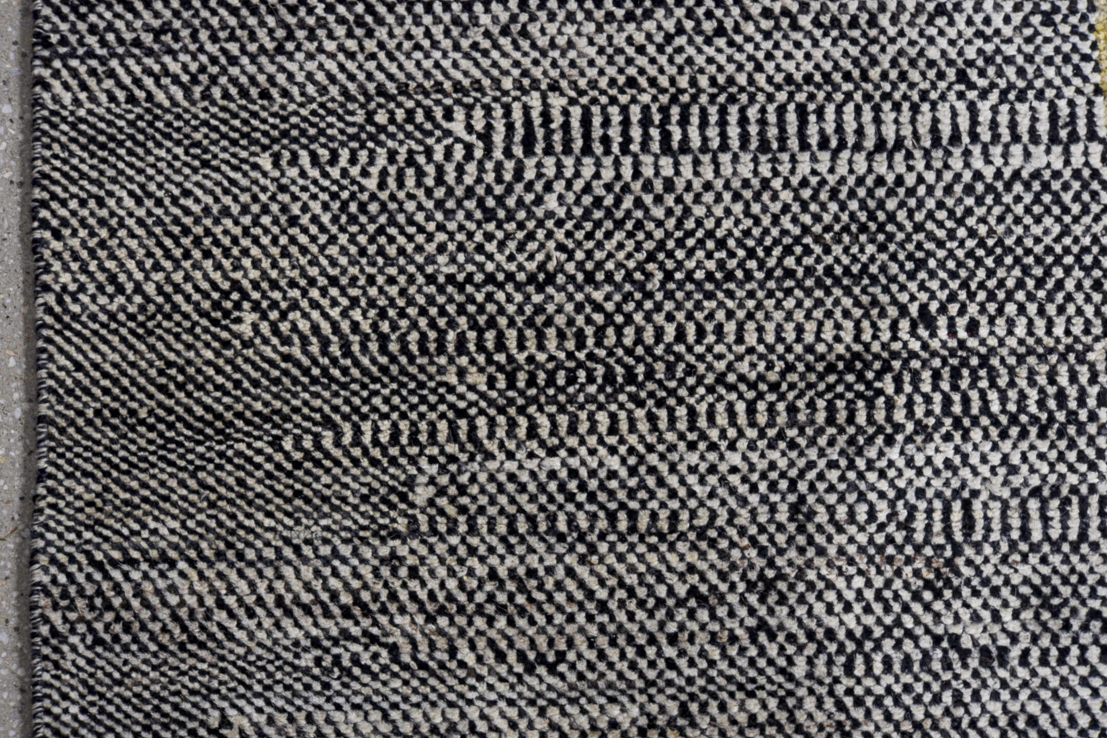11' x 14' one-of-a-kind handmade vintage Tulu oversize rug. Color palette: charcoal, ivory, saffron, crimson, blue, taupe