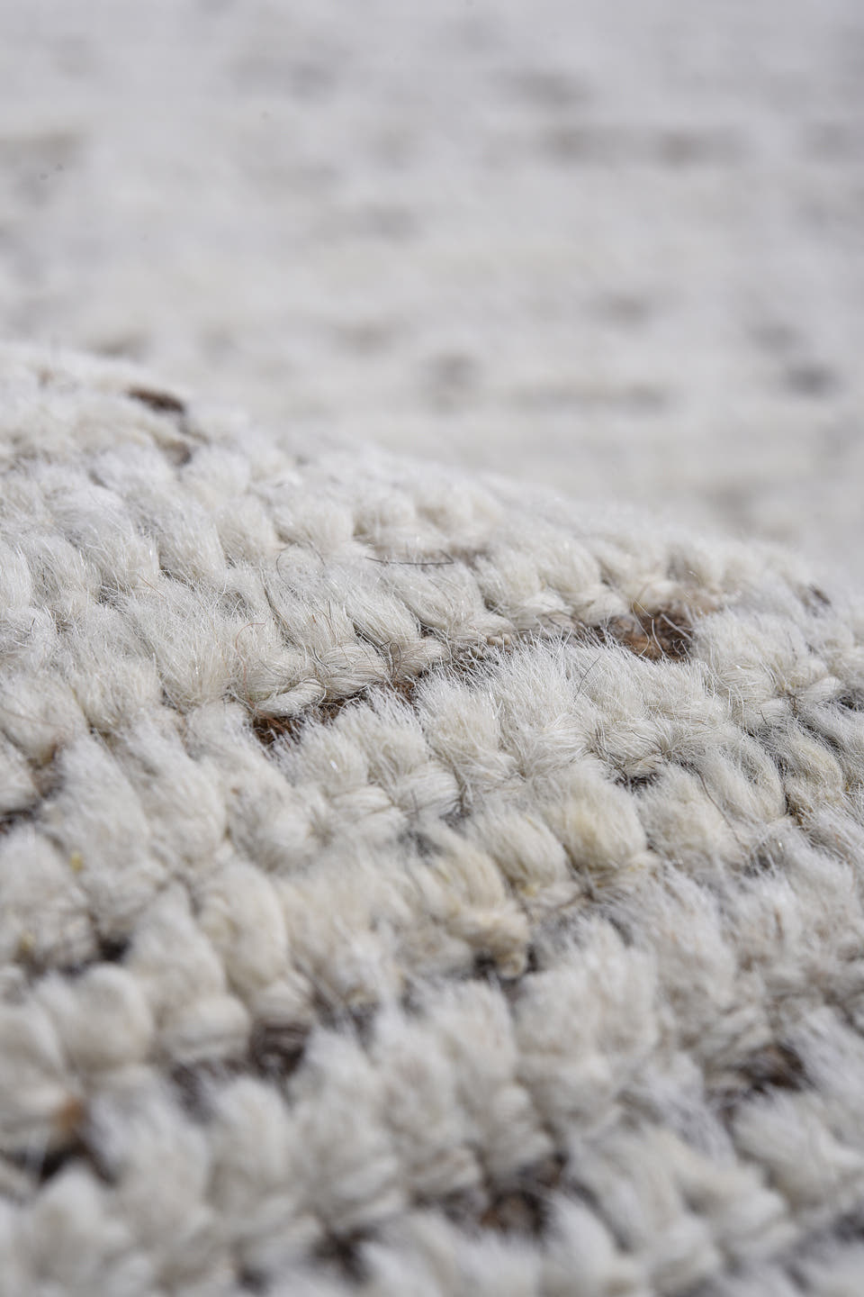 13' x 16' one-of-a-kind handmade vintage Tulu oversize rug. Color palette: ivory, charcoal, taupe, brown, gray, black, beige