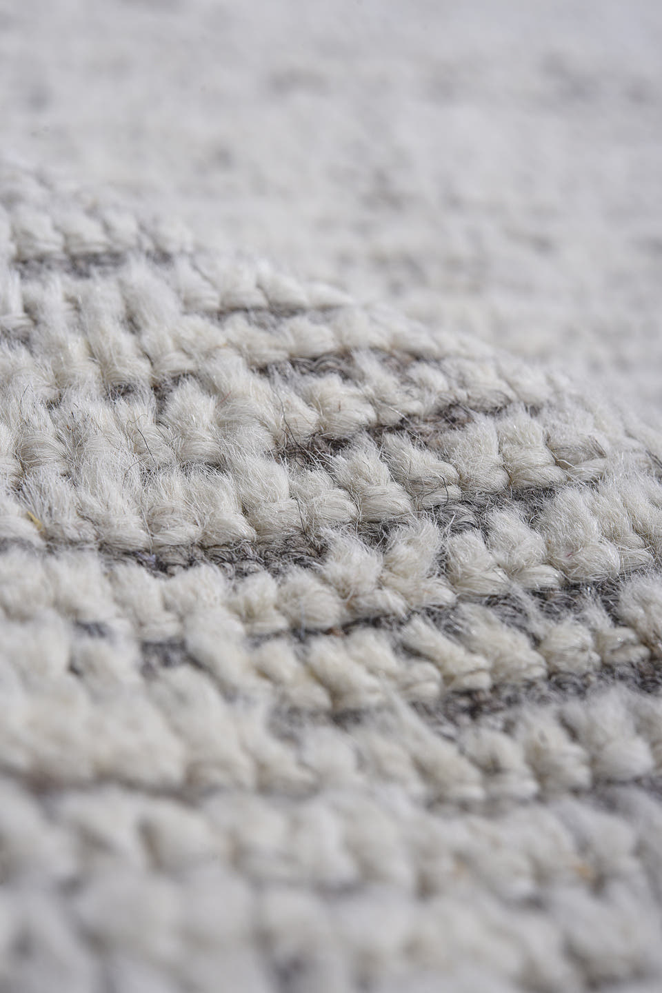 12' x 15' one-of-a-kind handmade vintage Tulu oversize rug. Color palette: ivory, charcoal, taupe, gray, black, beige