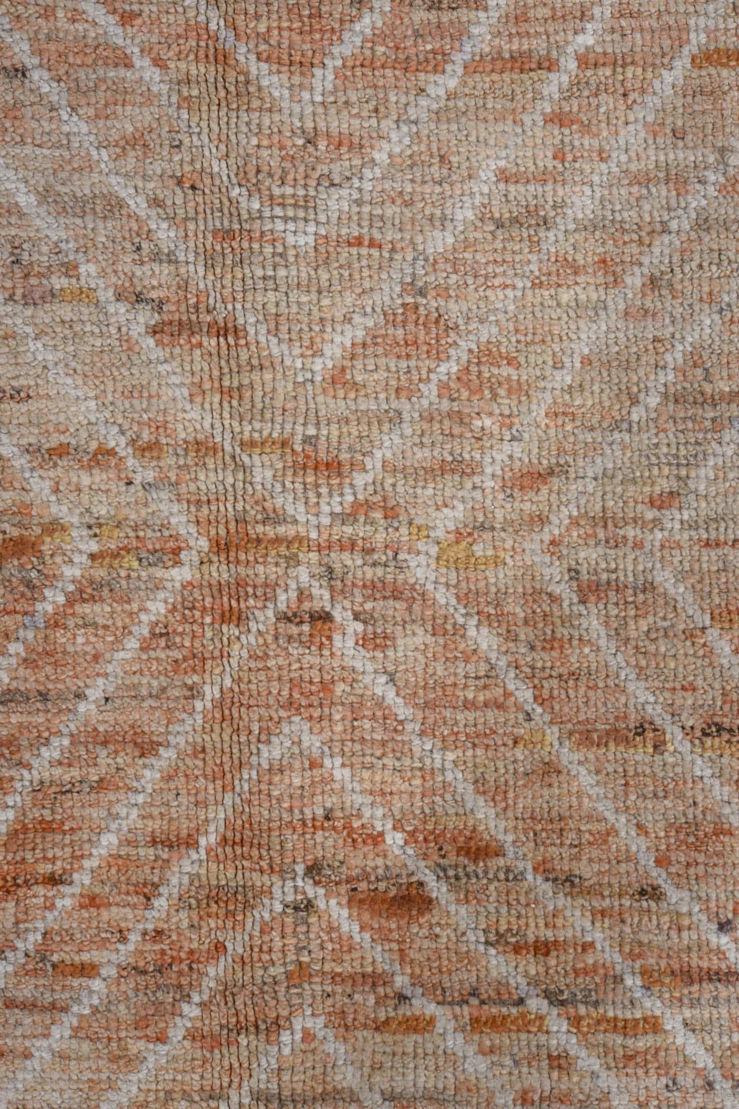 9' x 11' one-of-a-kind handmade vintage Tulu large size rug. Color palette: ivory, camel, terra cotta, tan, taupe, brown