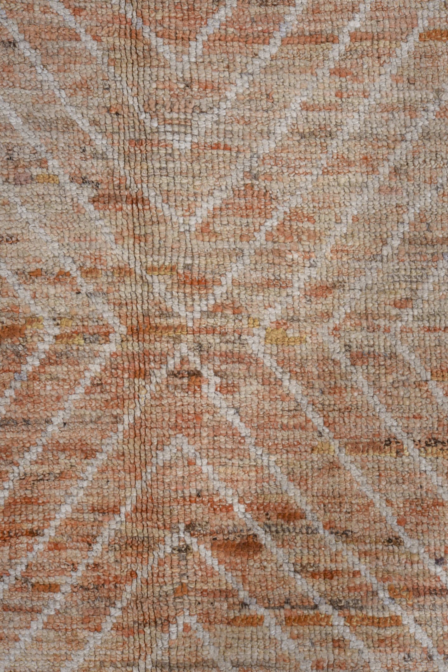 9' x 11' one-of-a-kind handmade vintage Tulu large size rug. Color palette: ivory, camel, terra cotta, tan, taupe, brown