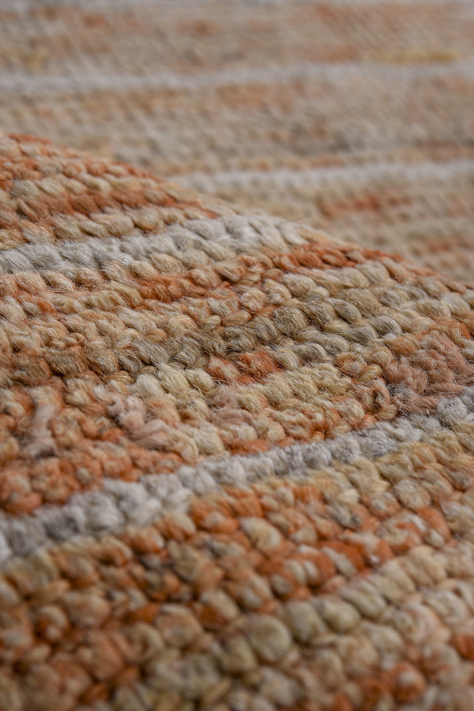 9' x 11' one-of-a-kind handmade vintage Tulu large size rug. Color palette: ivory, camel, terra cotta, tan, taupe, brown
