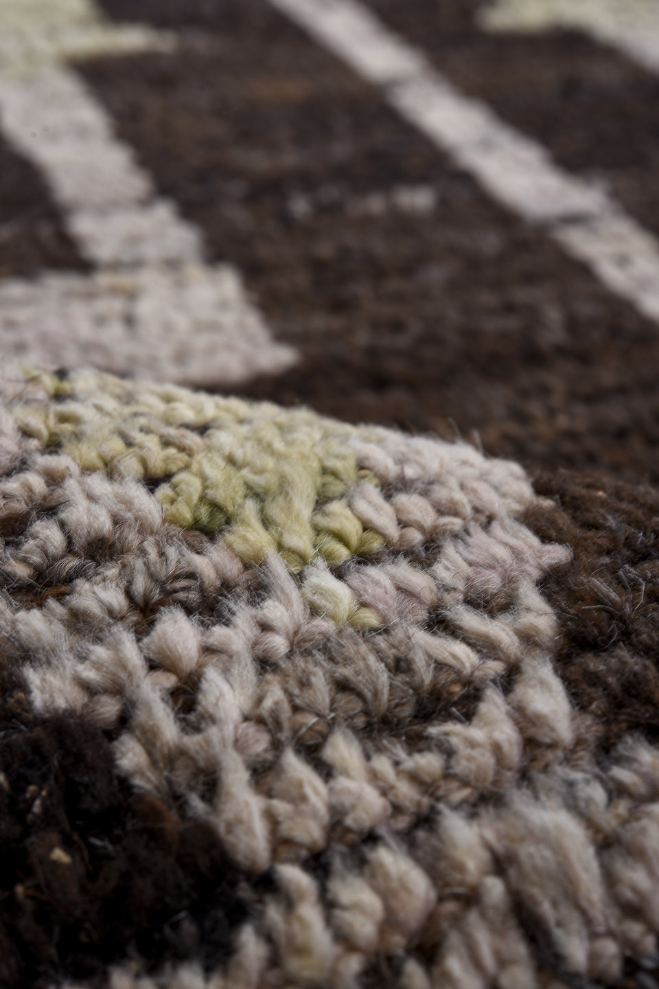 9' x 11' one-of-a-kind handmade vintage Tulu large size rug. Color palette: charcoal, ivory, cobalt, rust, taupe, gray
