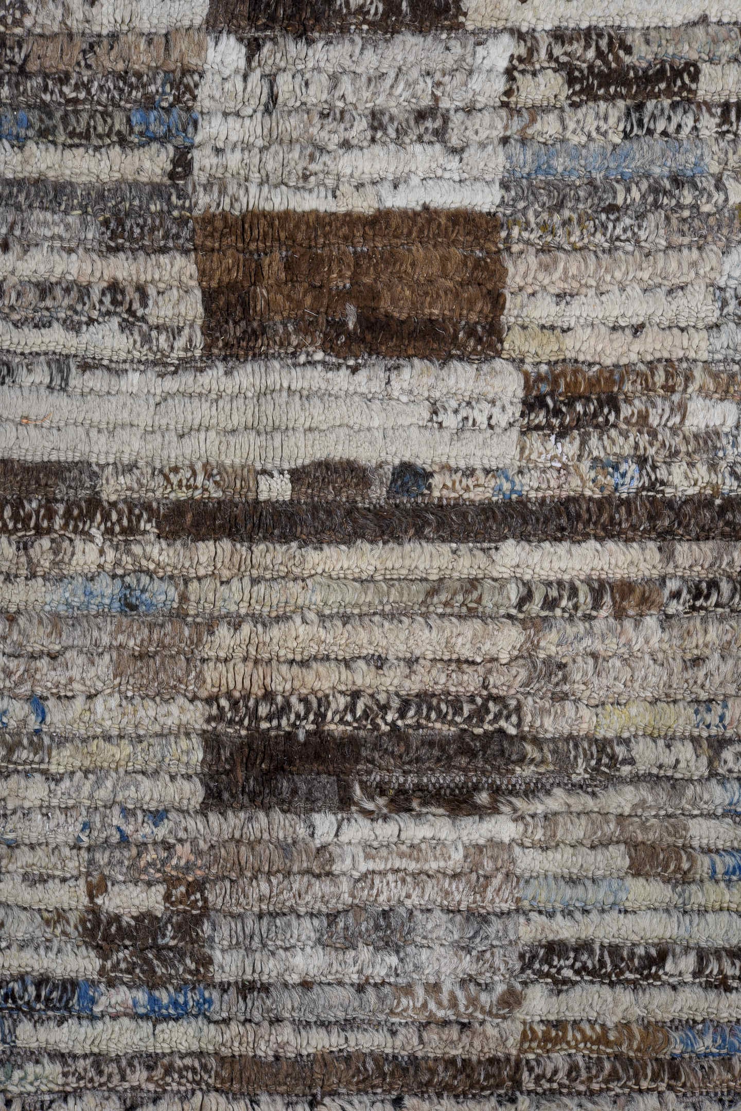 13' x 14' one-of-a-kind handmade vintage Tulu oversize rug. Color palette: ivory, gray, brown, charcoal, sky_blue, taupe