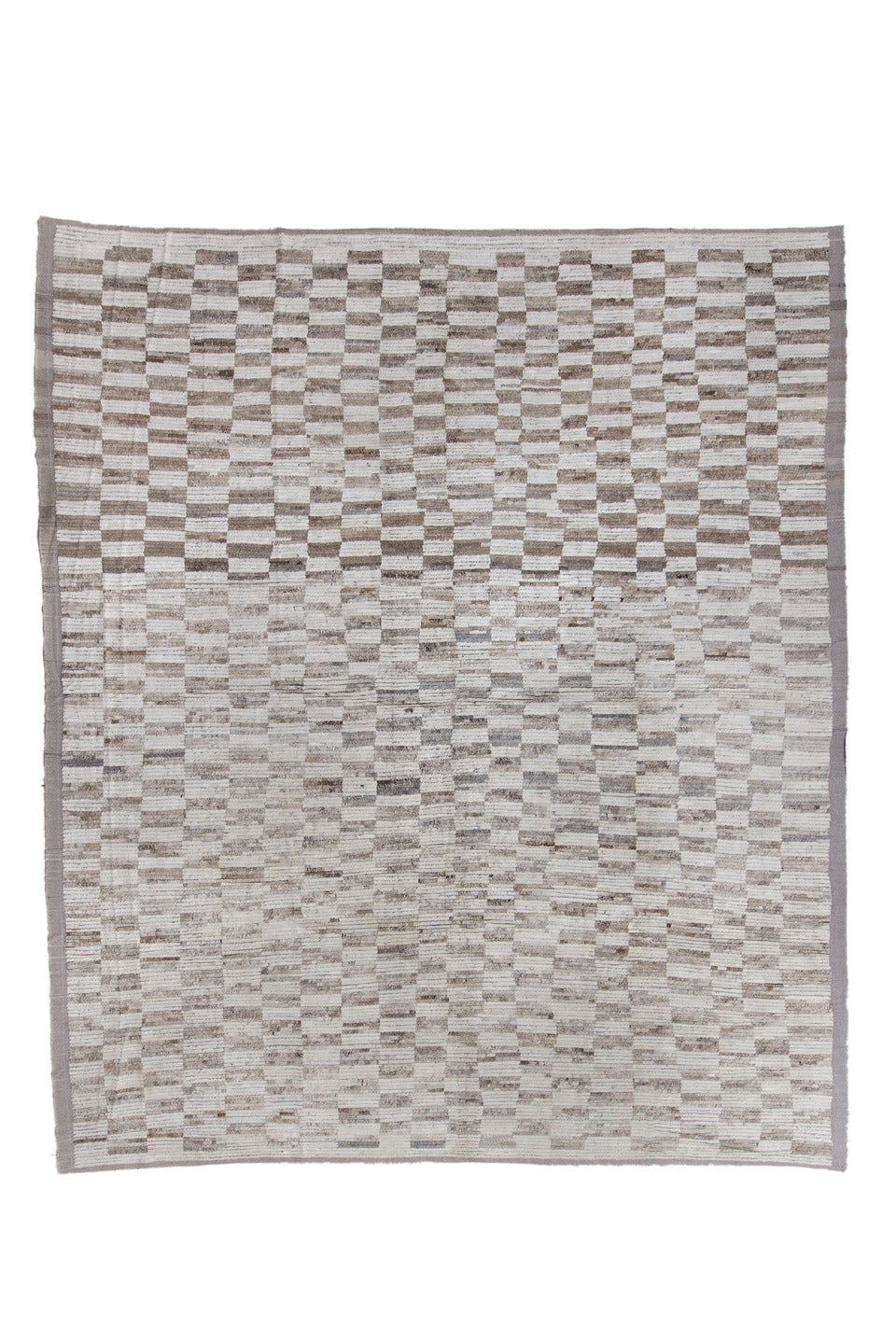 13' x 15' one-of-a-kind handmade vintage Tulu oversize rug. Color palette: dark gray, dim gray, gainsboro, gray, light gray