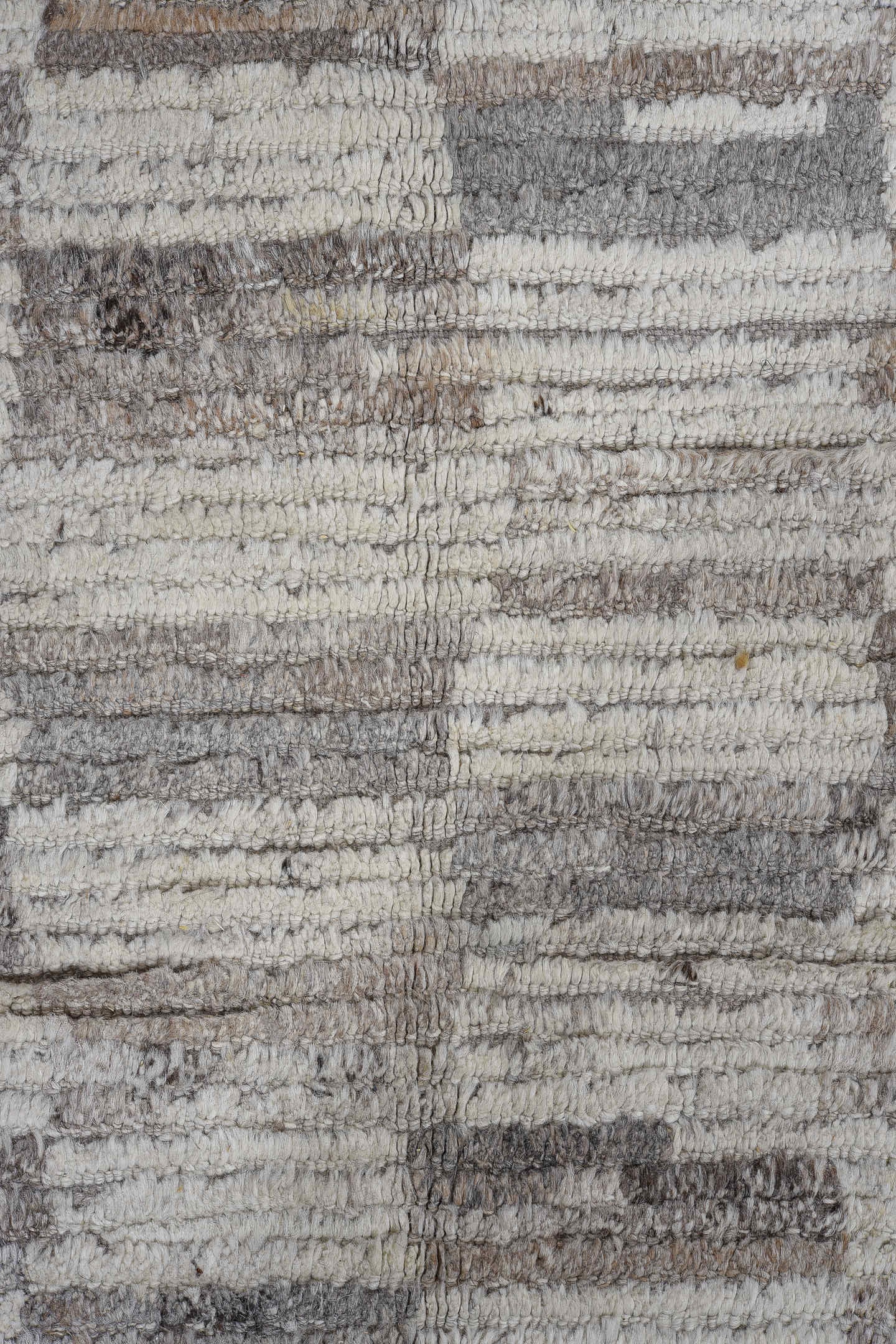 13' x 15' one-of-a-kind handmade vintage Tulu oversize rug. Color palette: ivory, taupe, gray, beige, greige