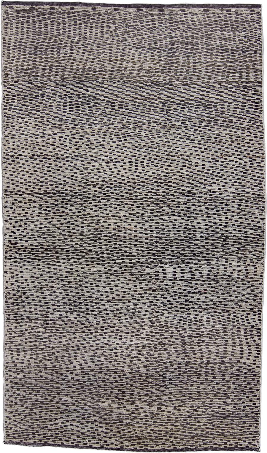 4' x 7' one-of-a-kind handmade vintage Tulu rug. Color palette: ivory, charcoal, gray, black
