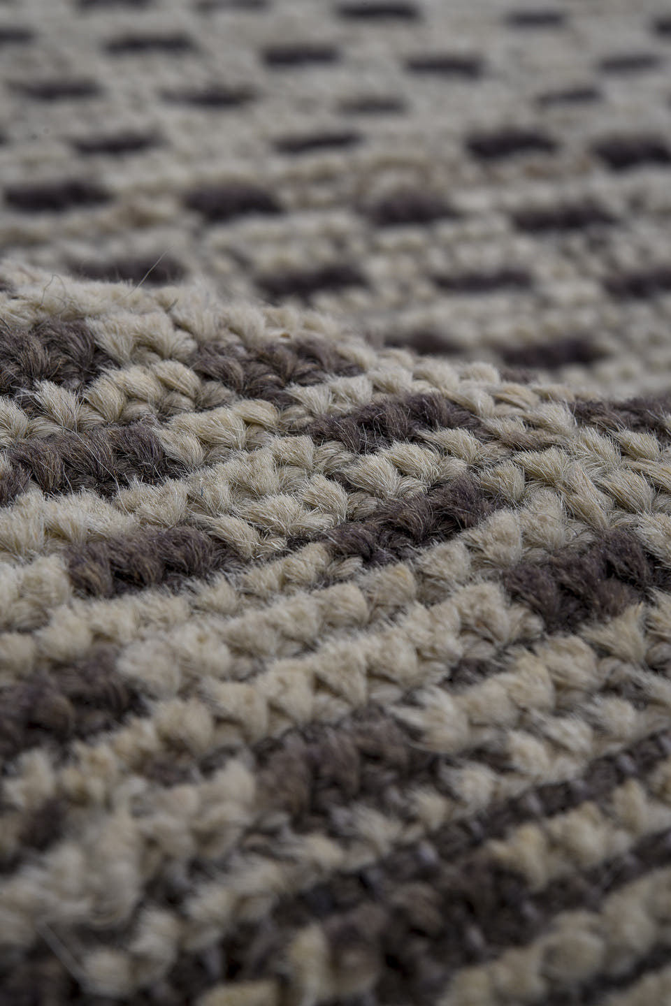 4' x 7' one-of-a-kind handmade vintage Tulu rug. Color palette: ivory, charcoal, gray, black