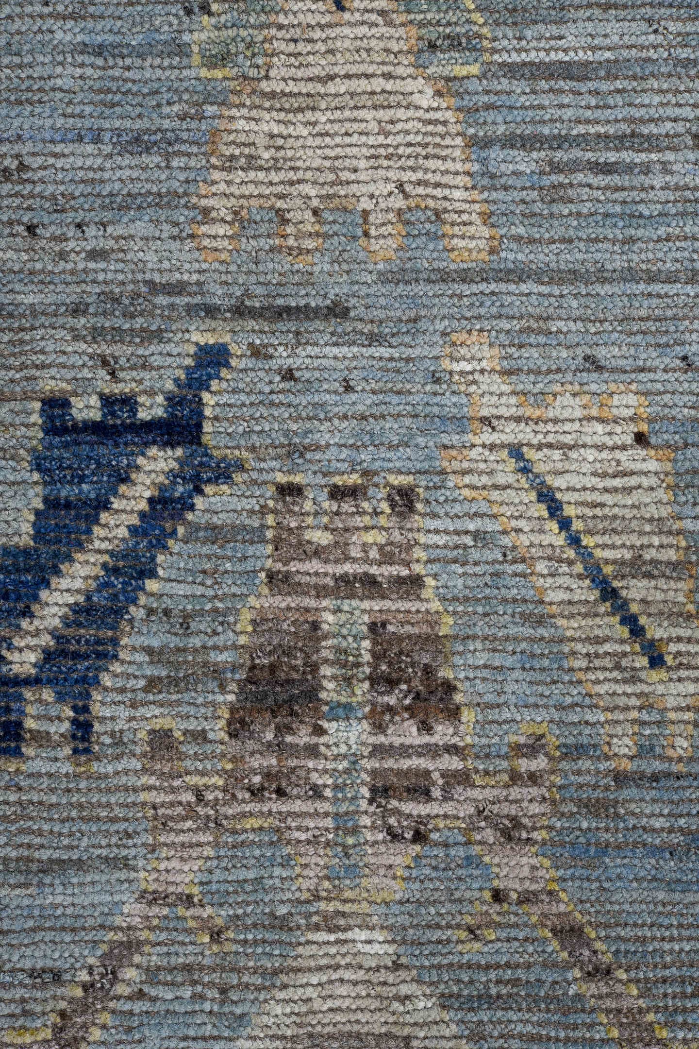 10' x 13' one-of-a-kind handmade vintage Oushak large size rug. Color palette: pale blue, ivory, sand, navy, taupe, beige