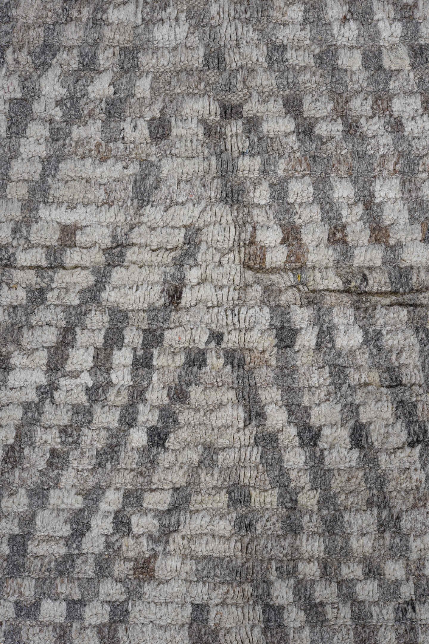 13' x 15' one-of-a-kind handmade vintage Tulu oversize rug. Color palette: ivory, gray, blue, charcoal, taupe, gold, sage
