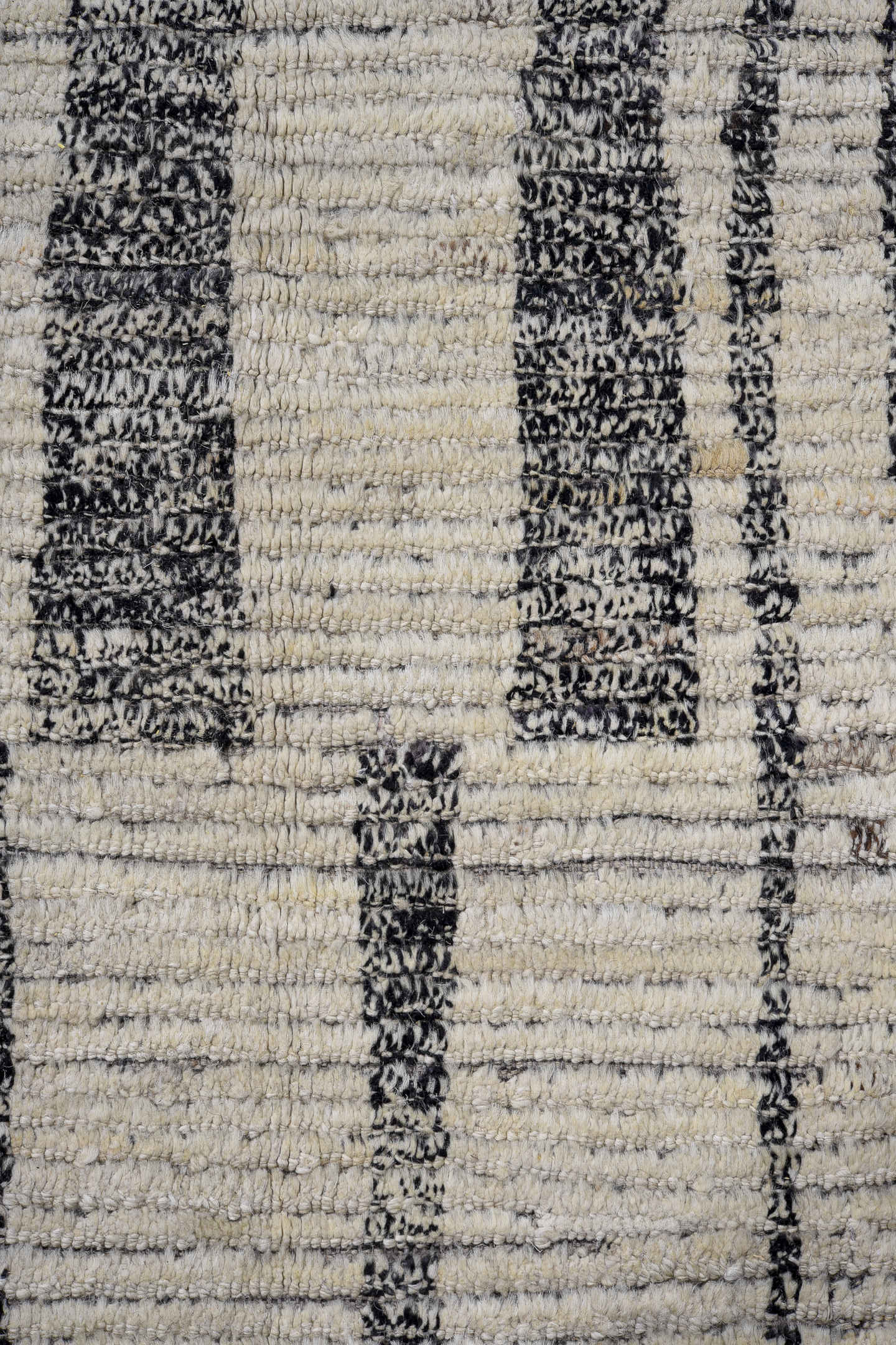 13' x 17' one-of-a-kind handmade vintage Tulu oversize rug. Color palette: ivory, charcoal, gray, black