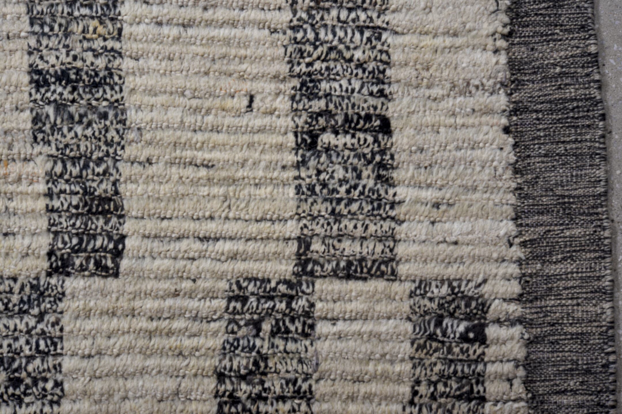 13' x 17' one-of-a-kind handmade vintage Tulu oversize rug. Color palette: ivory, charcoal, gray, black