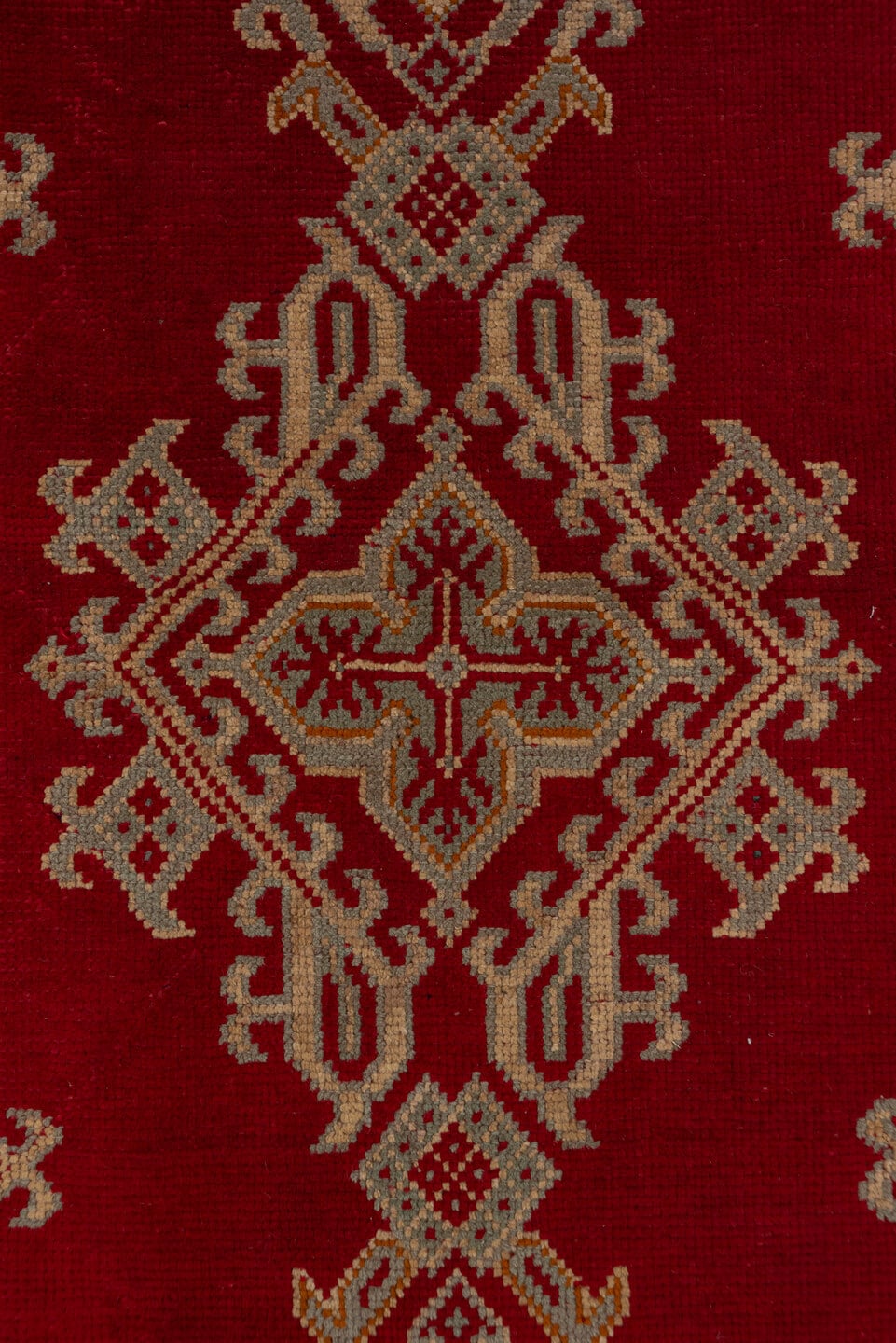 3' x 17' one-of-a-kind handmade vintage Oushak runner rug. Color palette: crimson, ivory, burgundy, red
