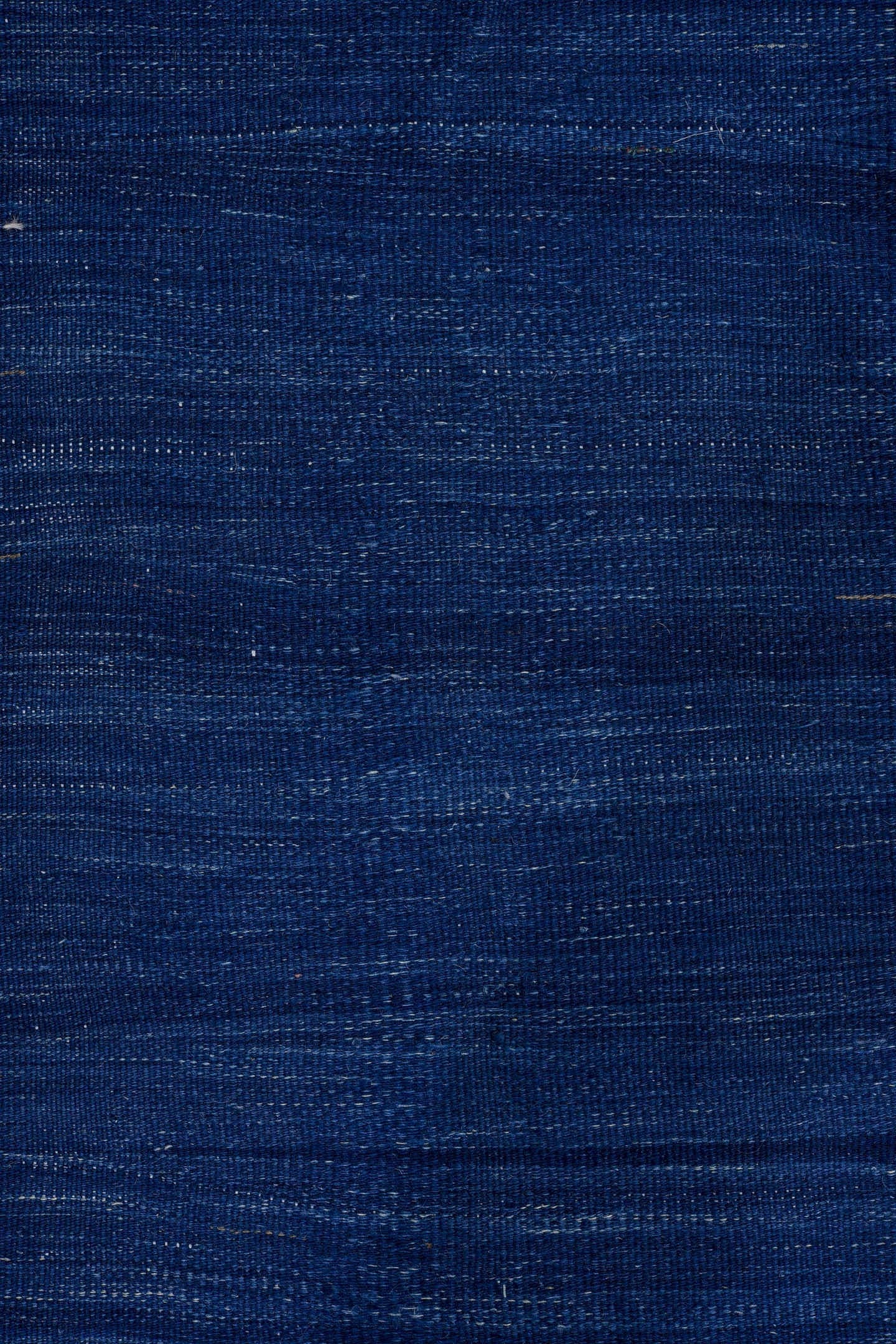 3' x 9' one-of-a-kind handmade vintage Kilim runner rug. Color palette: indigo, taupe, brown, navy, slate, purple, beige