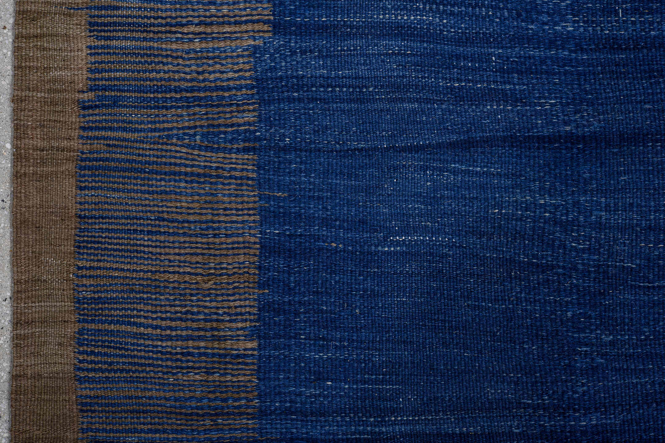 3' x 9' one-of-a-kind handmade vintage Kilim runner rug. Color palette: indigo, taupe, brown, navy, slate, purple, beige