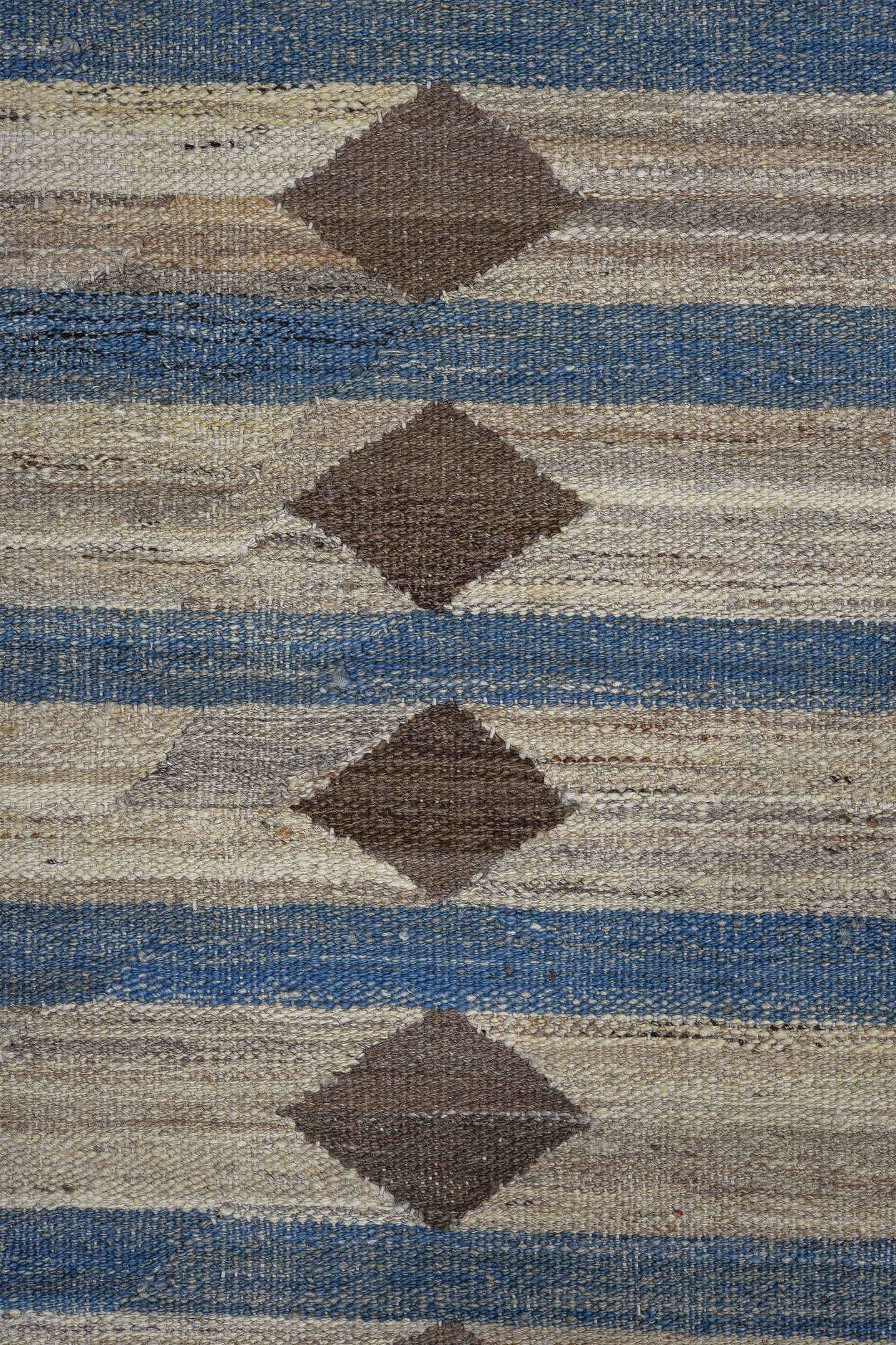 10' x 13' one-of-a-kind handmade vintage Kilim large size rug. Color palette: ivory, brown, blue, taupe, charcoal, beige
