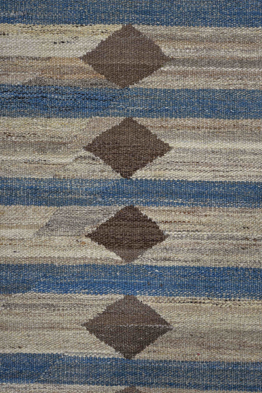 10' x 13' one-of-a-kind handmade vintage Kilim large size rug. Color palette: ivory, brown, blue, taupe, charcoal, beige
