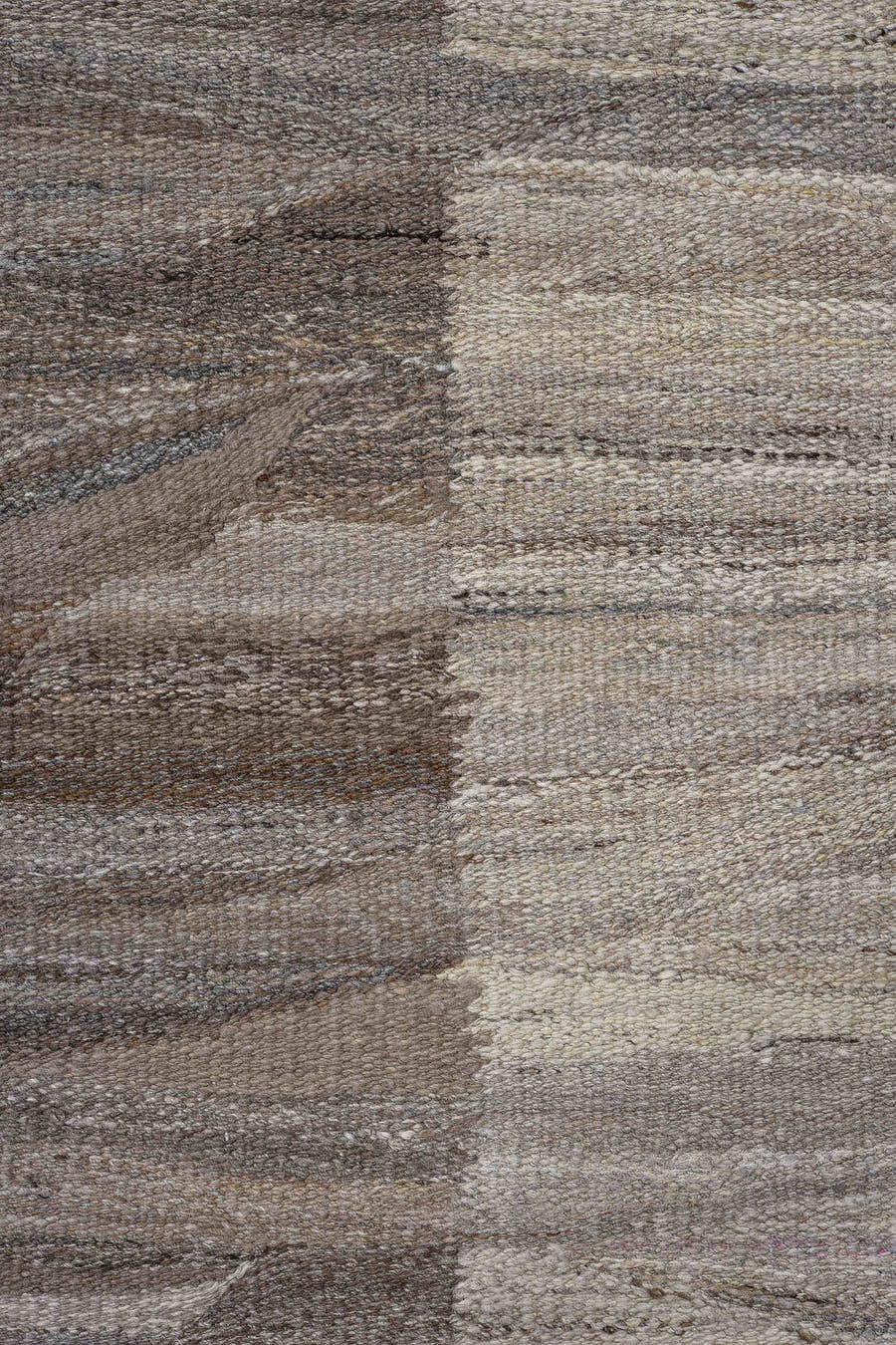 14' x 19' one-of-a-kind handmade vintage Kilim oversize rug. Color palette: ivory, taupe, gray, charcoal, cream, beige