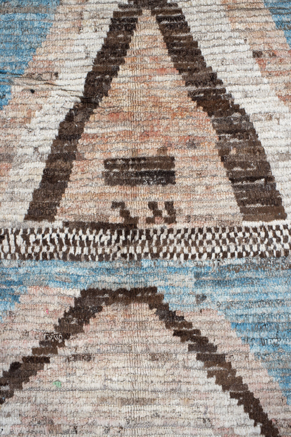 14' x 19' one-of-a-kind handmade vintage Tulu oversize rug. Color palette: black, blue, brown, charcoal, dark gray