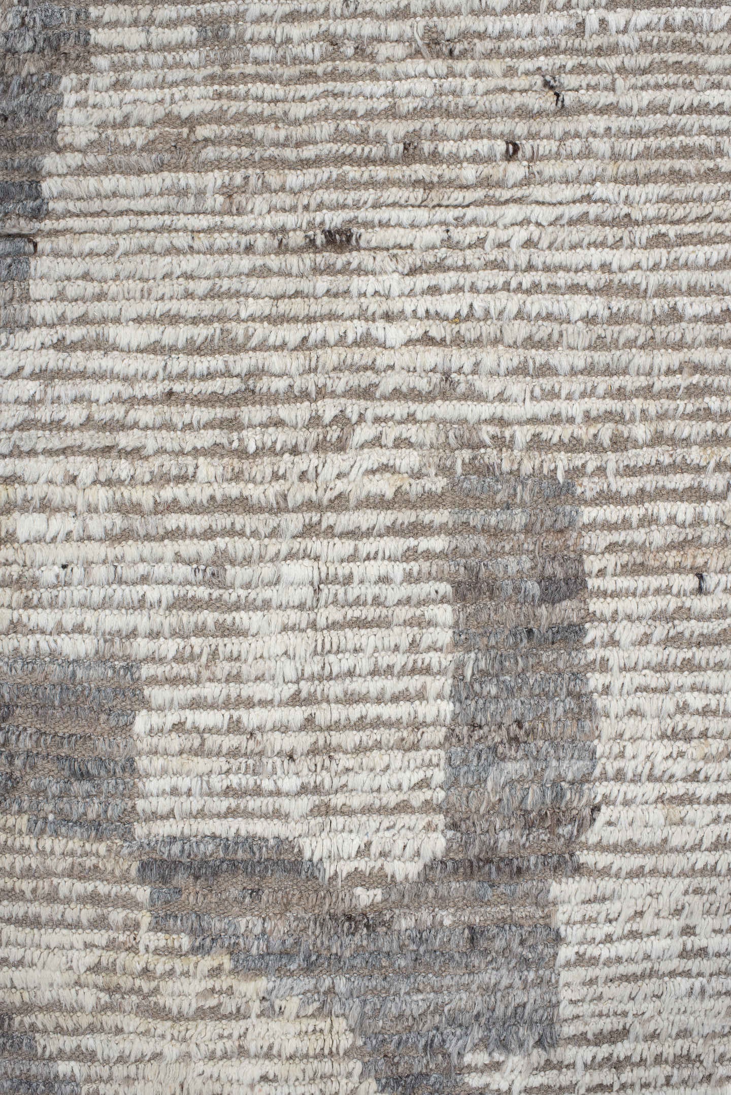 10' x 14' one-of-a-kind handmade vintage Tulu large size rug. Color palette: taupe, ivory, gray, charcoal, cream, pale blue