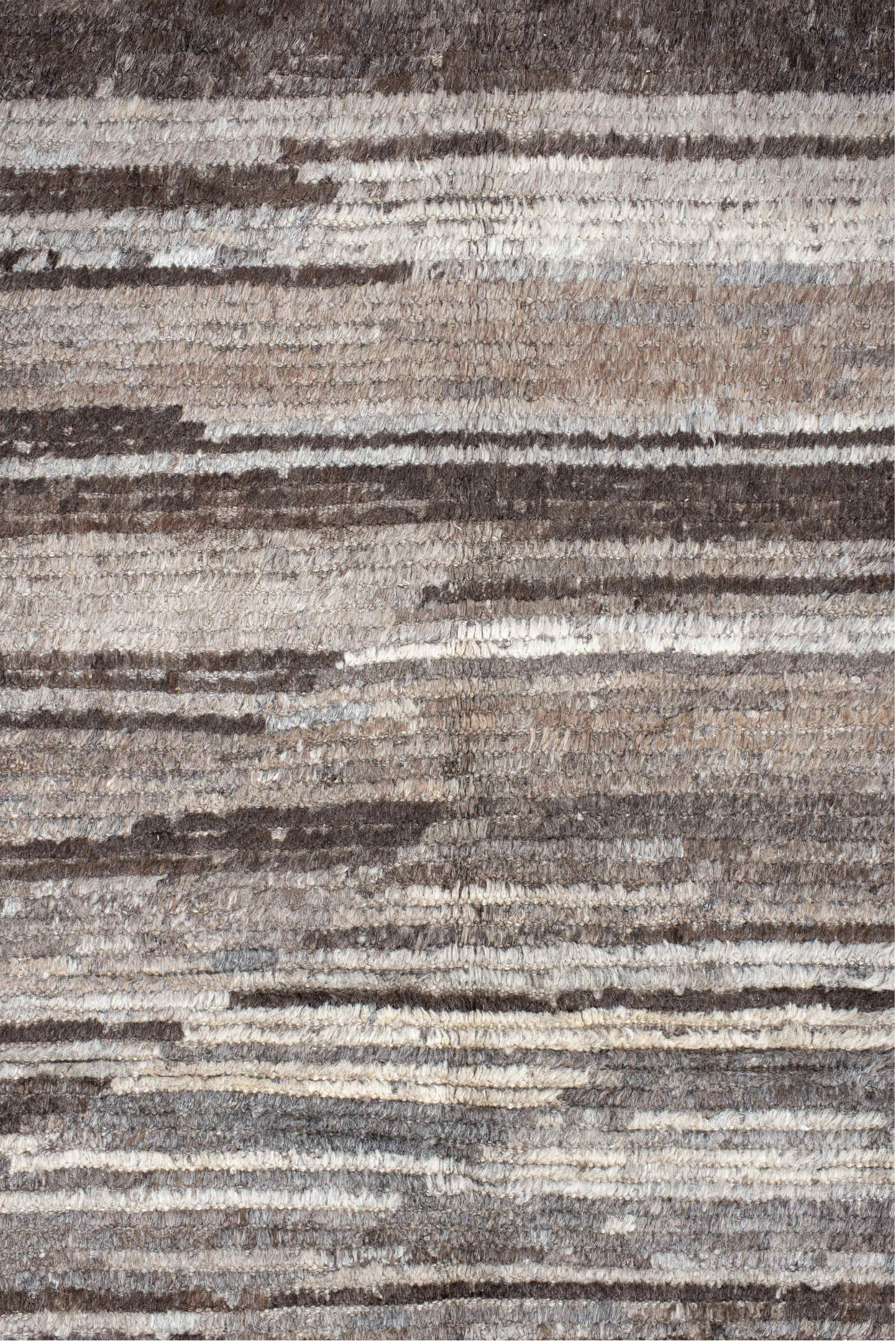 12' x 15' one-of-a-kind handmade vintage Tulu oversize rug. Color palette: taupe, ivory, gray, charcoal, greige, stone