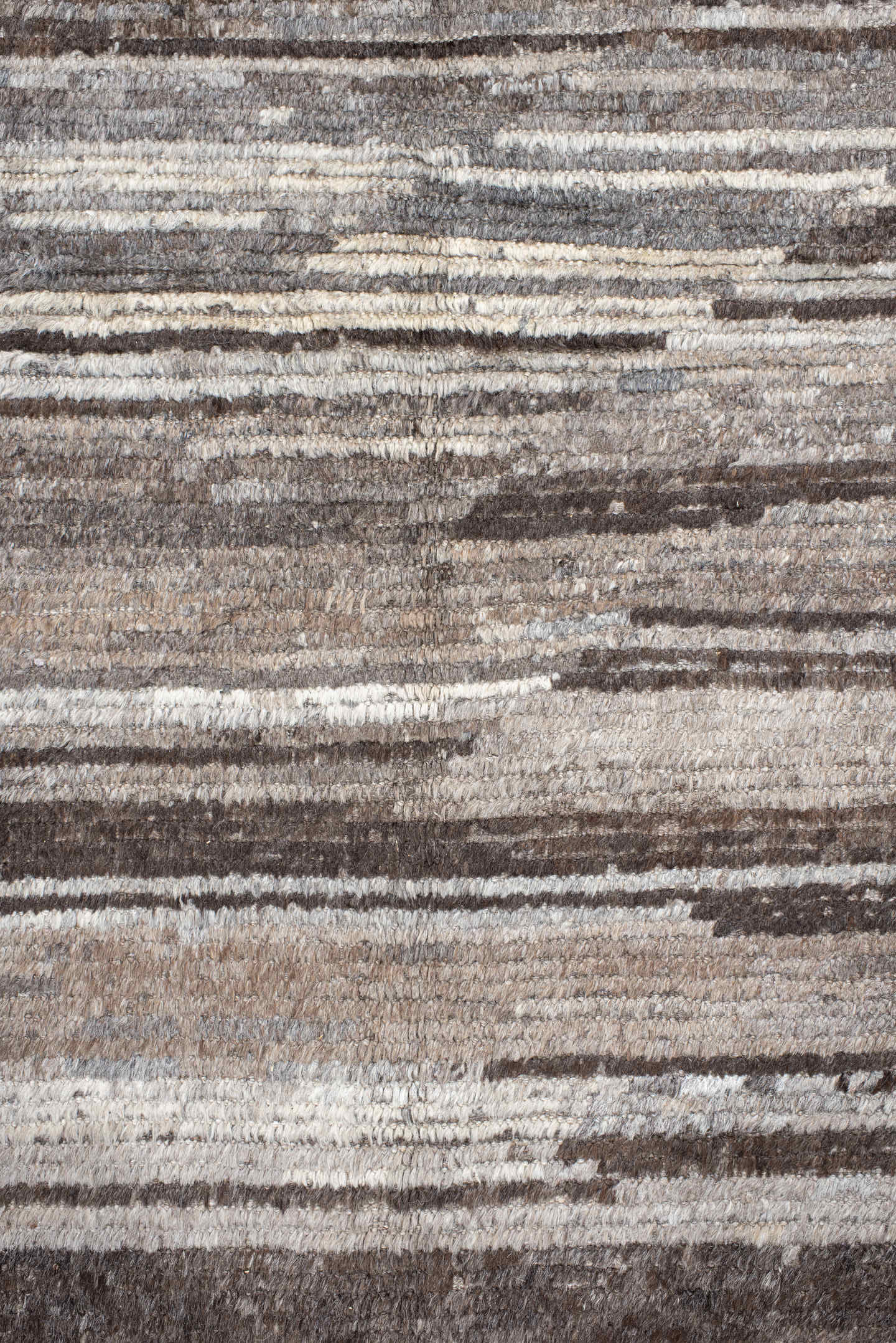 12' x 15' one-of-a-kind handmade vintage Tulu oversize rug. Color palette: taupe, ivory, gray, charcoal, greige, stone