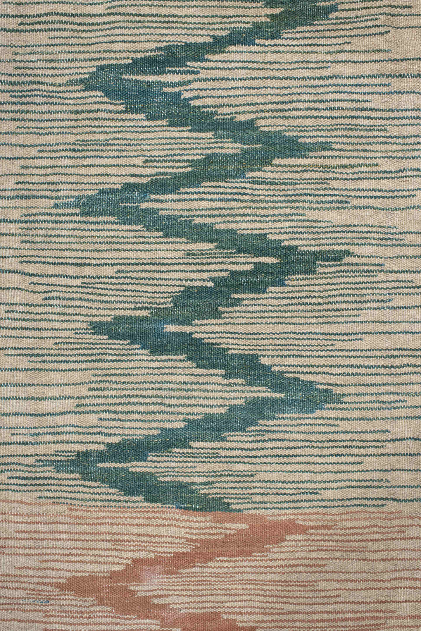 2' x 9' one-of-a-kind handmade vintage Kilim runner rug. Color palette: ivory, sky blue, teal, blush, terra cotta, sand