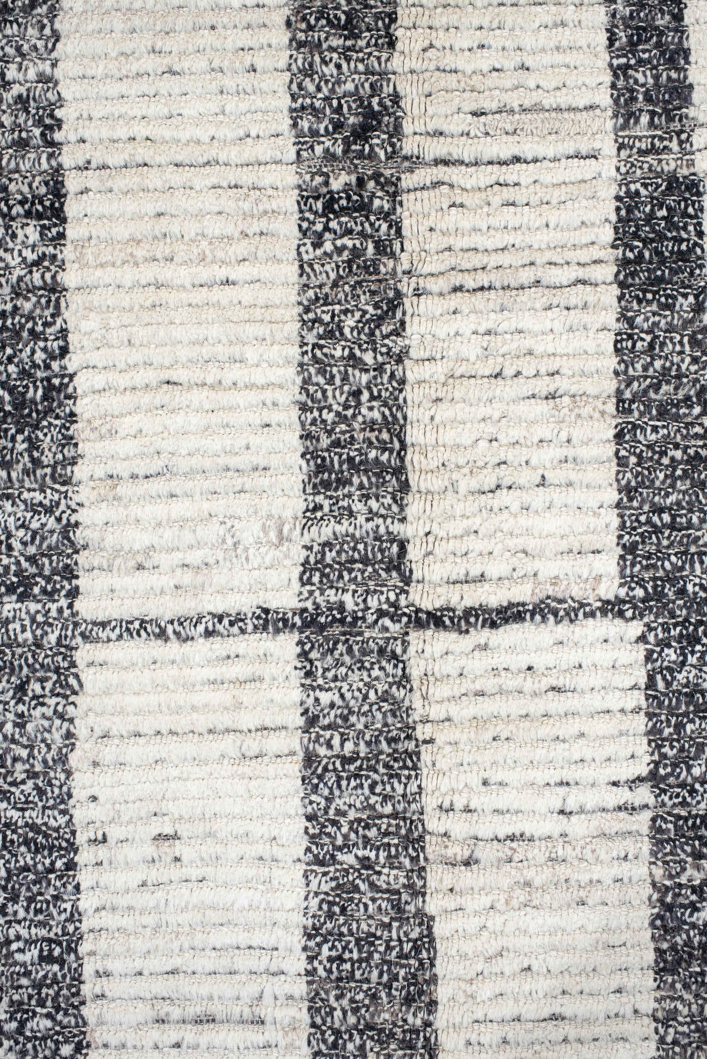 14' x 19' one-of-a-kind handmade vintage Tulu oversize rug. Color palette: ivory, charcoal, gray, black