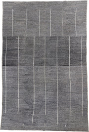 14' x 22' one-of-a-kind handmade vintage Tulu oversize rug. Color palette: charcoal, ivory, gray, black