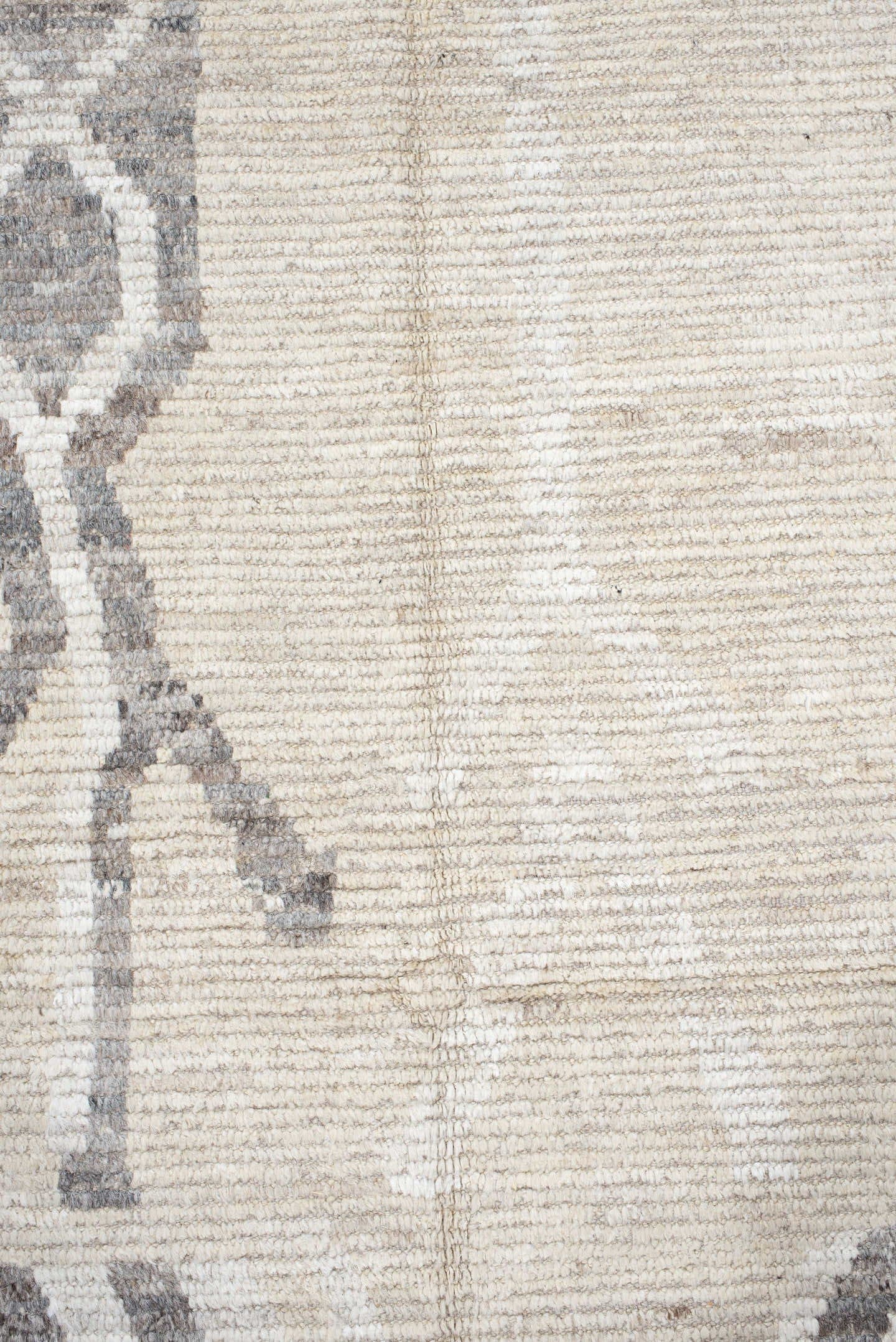 13' x 16' one-of-a-kind handmade vintage Tulu oversize rug. Color palette: ivory, taupe, gray, charcoal, cream, pale_blue
