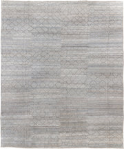 18' x 21' one-of-a-kind handmade vintage Tulu oversize rug. Color palette: ivory, silver, taupe, gray, beige