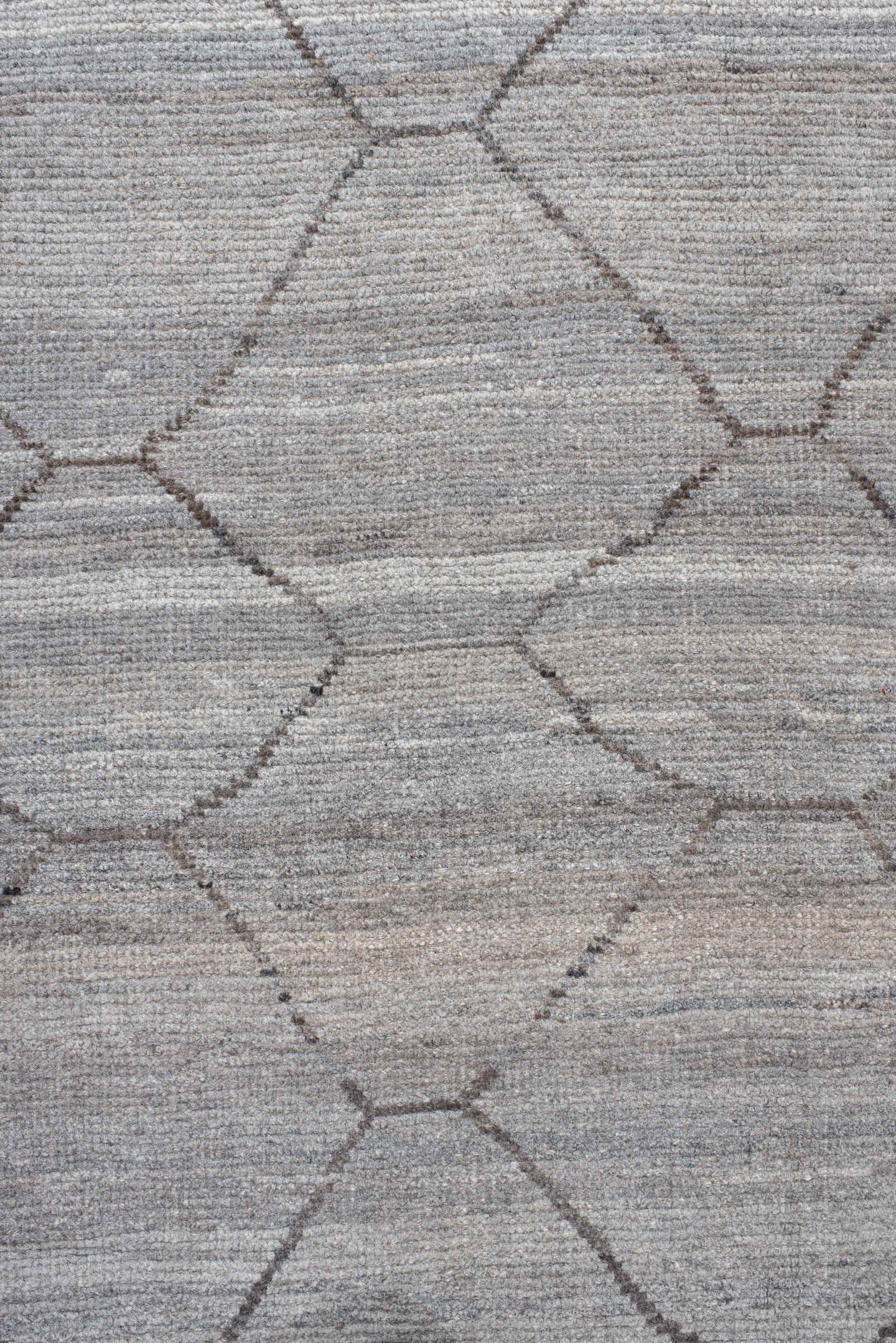 18' x 21' one-of-a-kind handmade vintage Tulu oversize rug. Color palette: ivory, silver, taupe, gray, beige