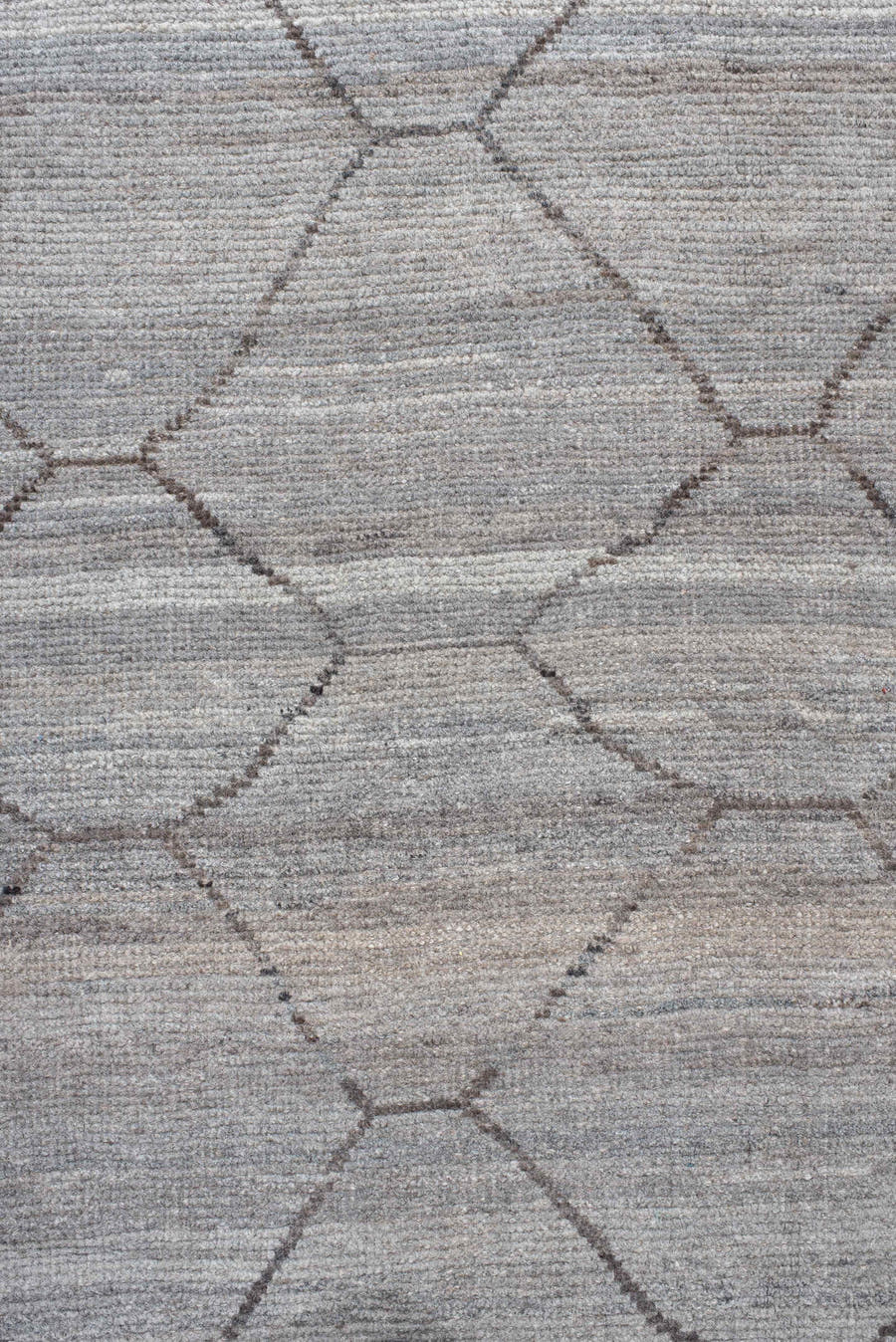 18' x 21' one-of-a-kind handmade vintage Tulu oversize rug. Color palette: ivory, silver, taupe, gray, beige