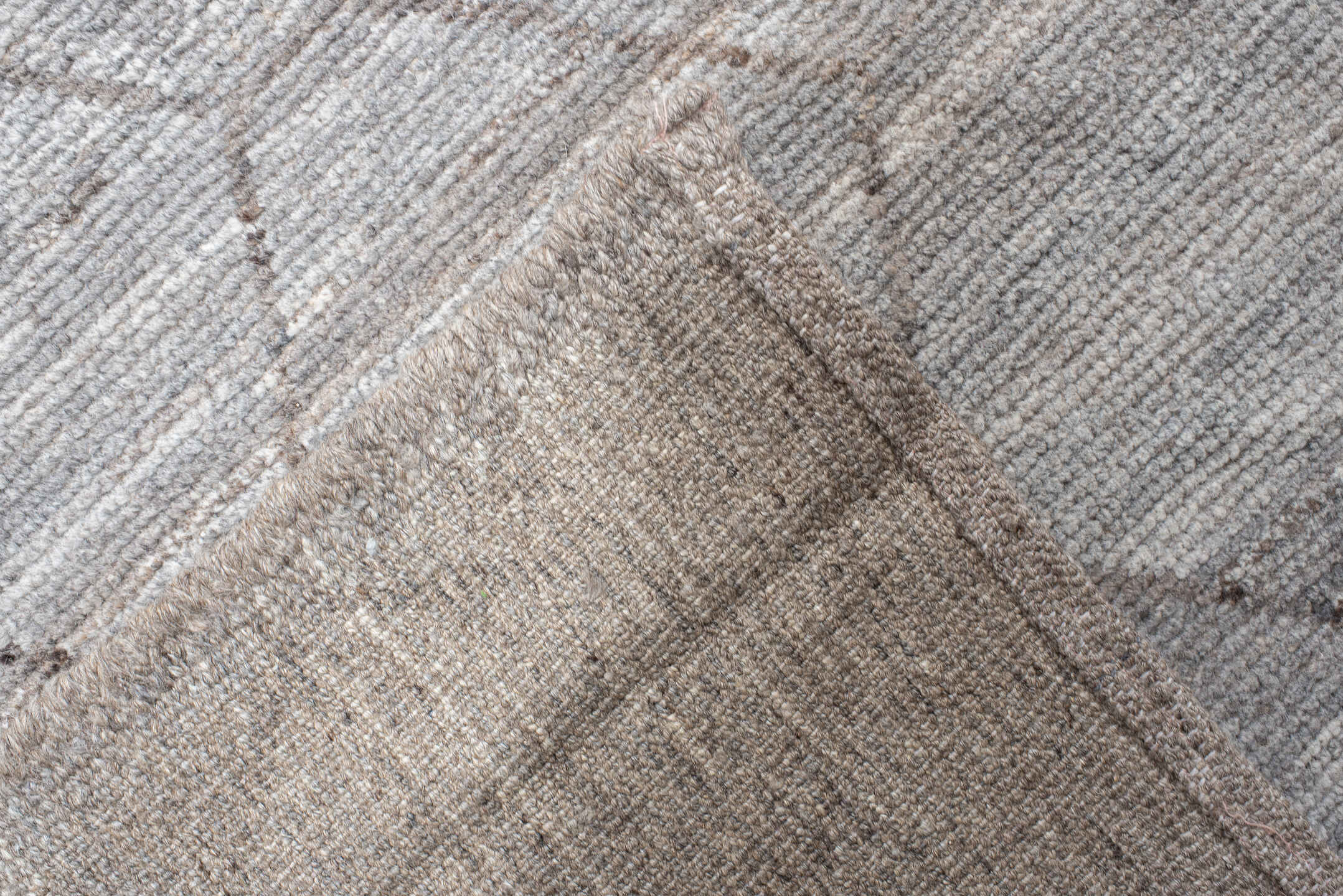 18' x 21' one-of-a-kind handmade vintage Tulu oversize rug. Color palette: ivory, silver, taupe, gray, beige