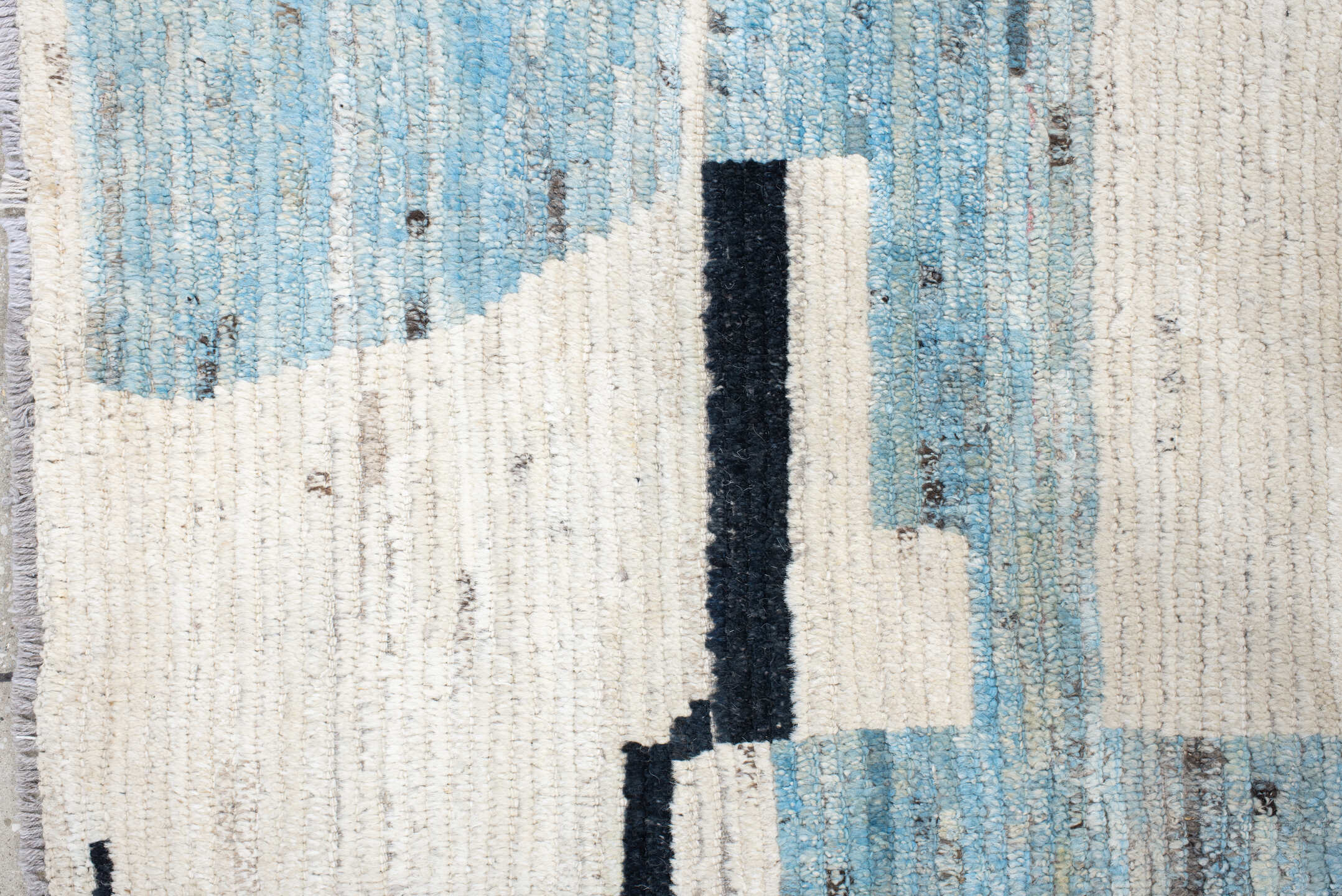 15' x 11' one-of-a-kind handmade vintage Tulu oversize rug. Color palette: ivory, black, sky_blue, blush, pale_gold, gray