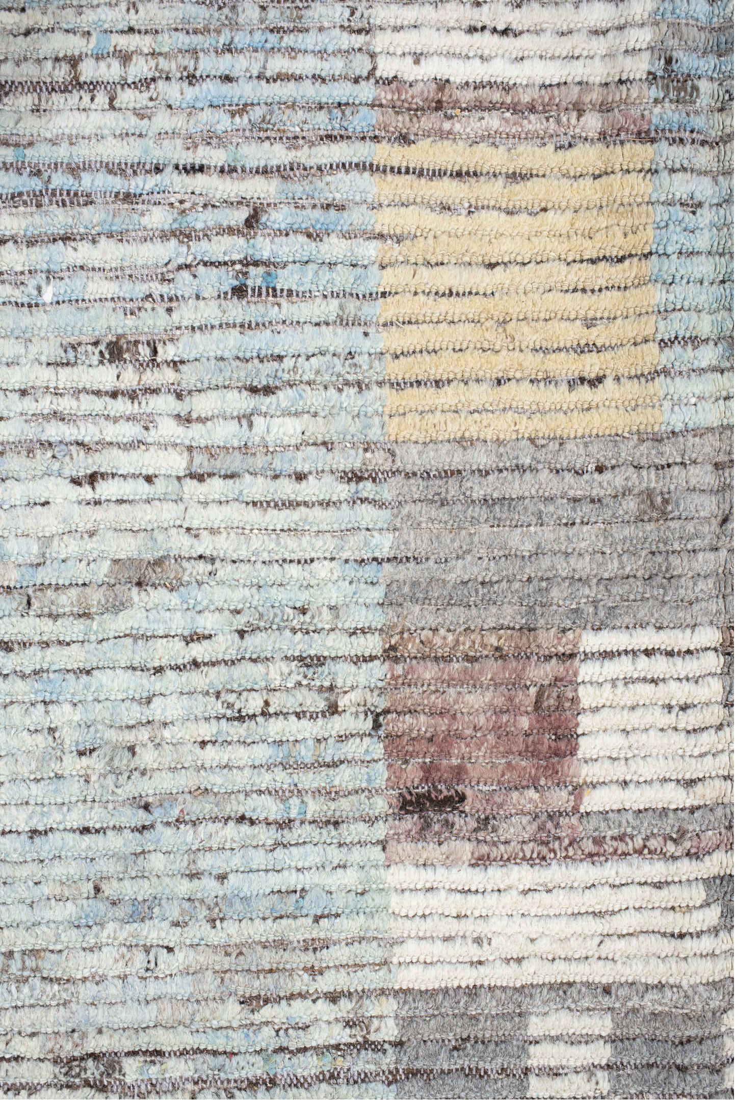13' x 16' one-of-a-kind handmade vintage Tulu oversize rug. Color palette: gray, ivory, sky blue, cream, taupe, pale gold