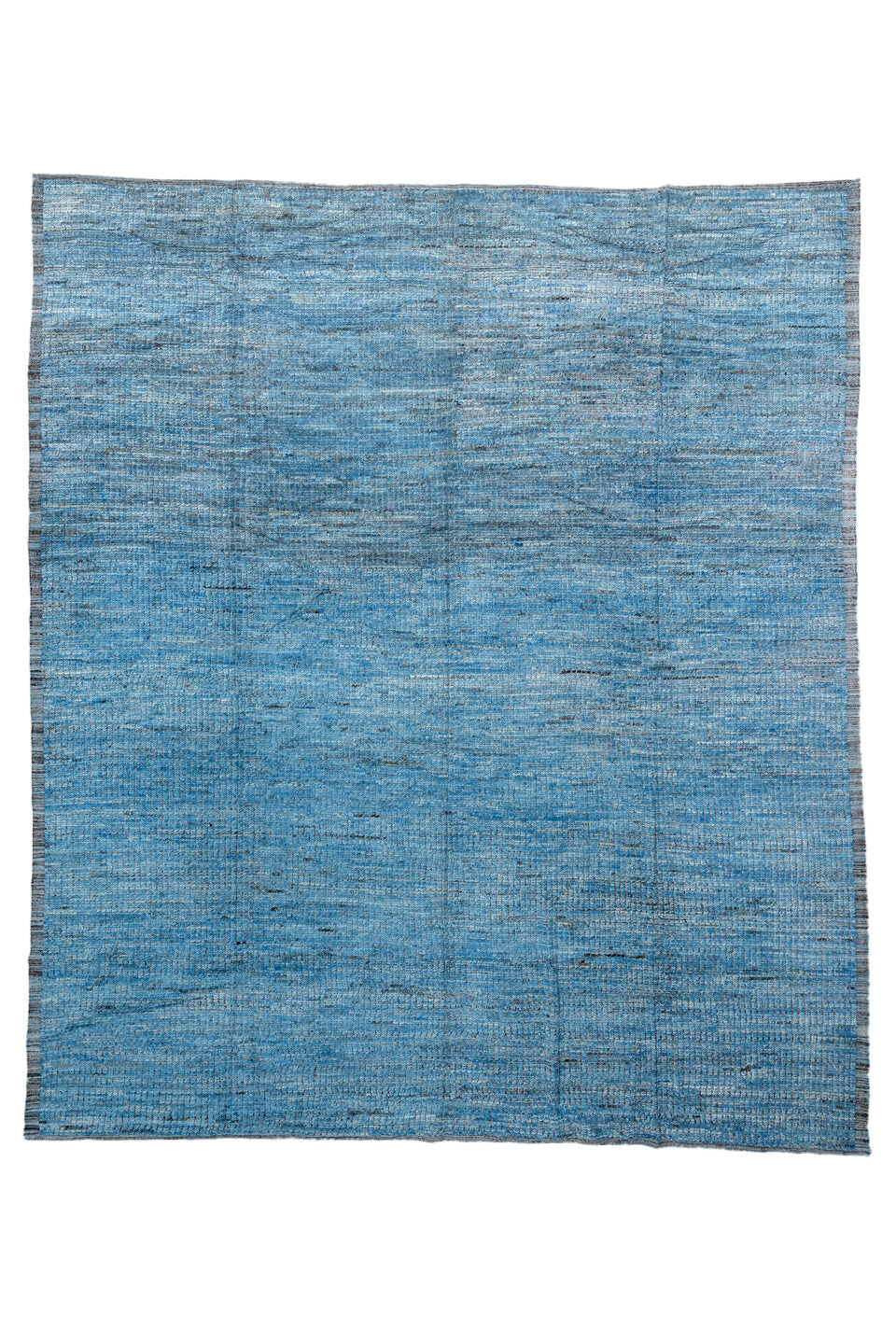 14' x 17' one-of-a-kind handmade vintage Tulu oversize rug. Color palette: light blue, gray, blue, light slate gray, arapawa